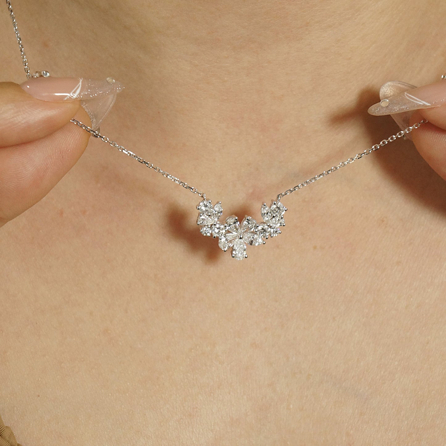 9k/14k/18k white gold 1.56 ctw lab grown h-vs diamond necklace