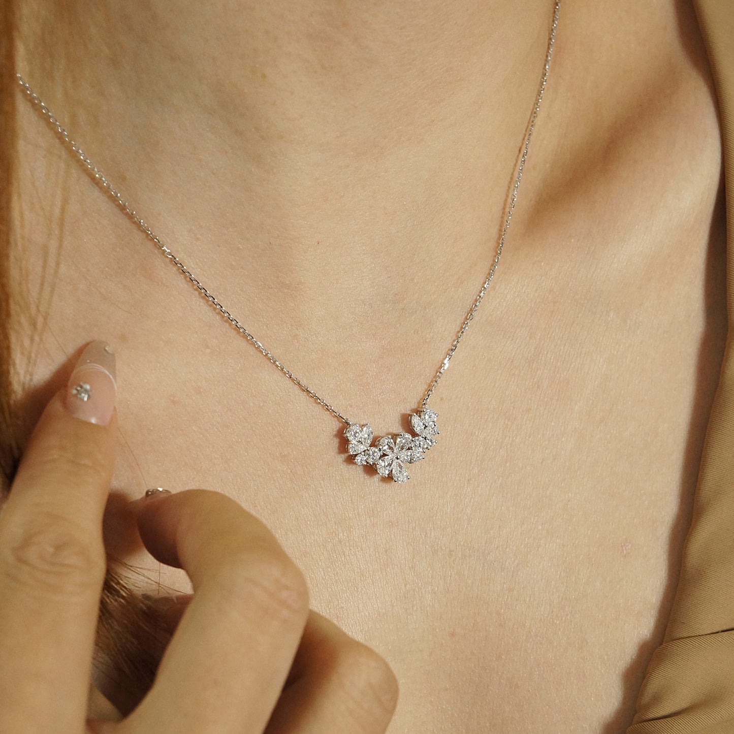 9k/14k/18k white gold 1.56 ctw lab grown h-vs diamond necklace