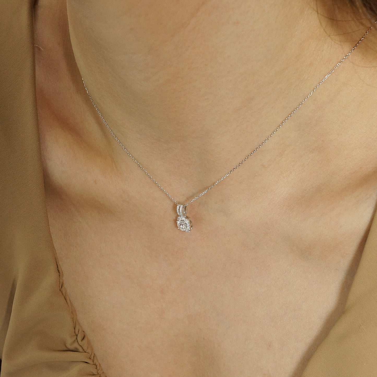 9k/14k/18k white gold 0.83 ctw lab grown h-vs diamond necklace