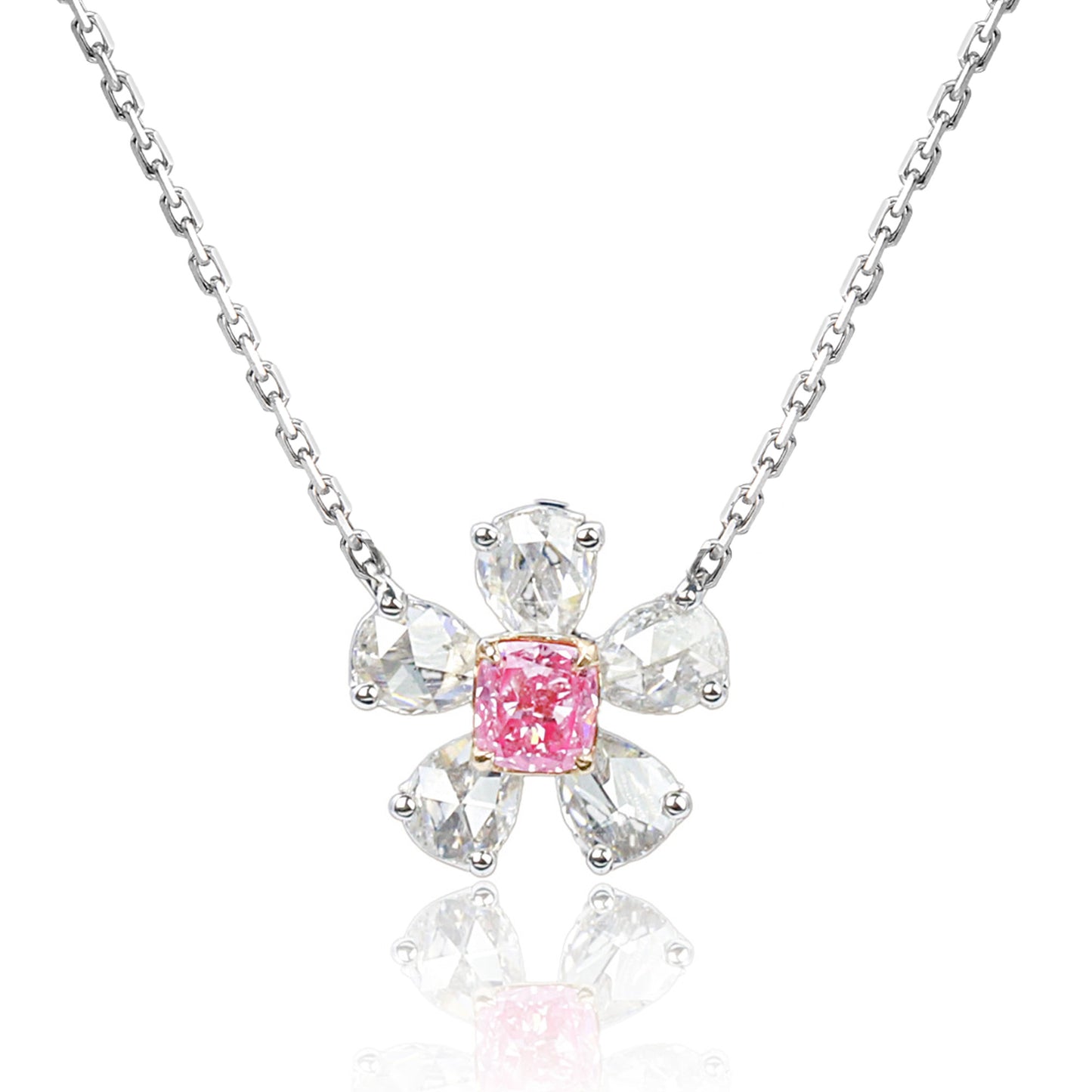 14k/18k gold 0.27 ctw fancy pink diamond & diamond necklace