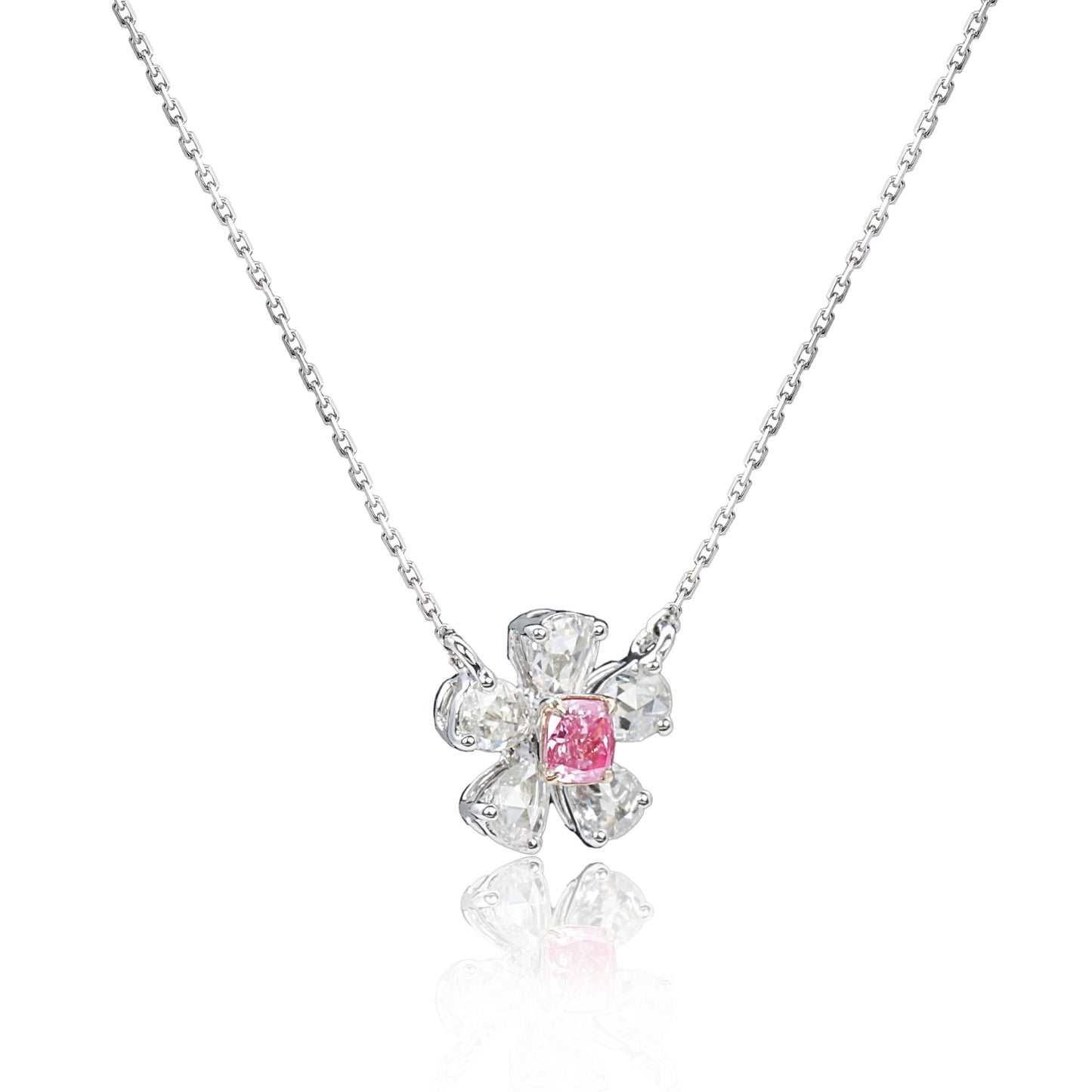 14k/18k gold 0.27 ctw fancy pink diamond & diamond necklace