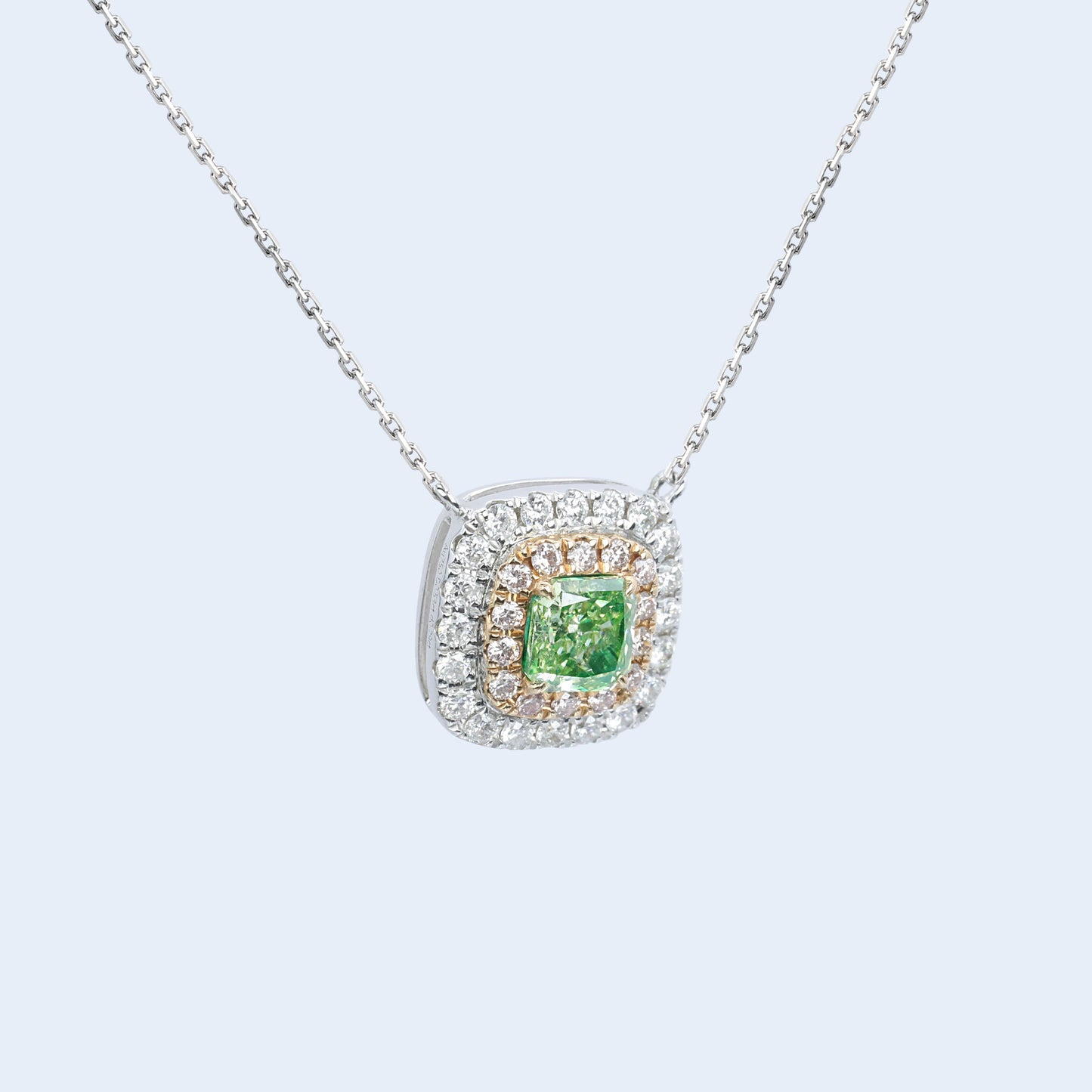 14k gold 0.82 ctw natural green diamond & diamond necklace