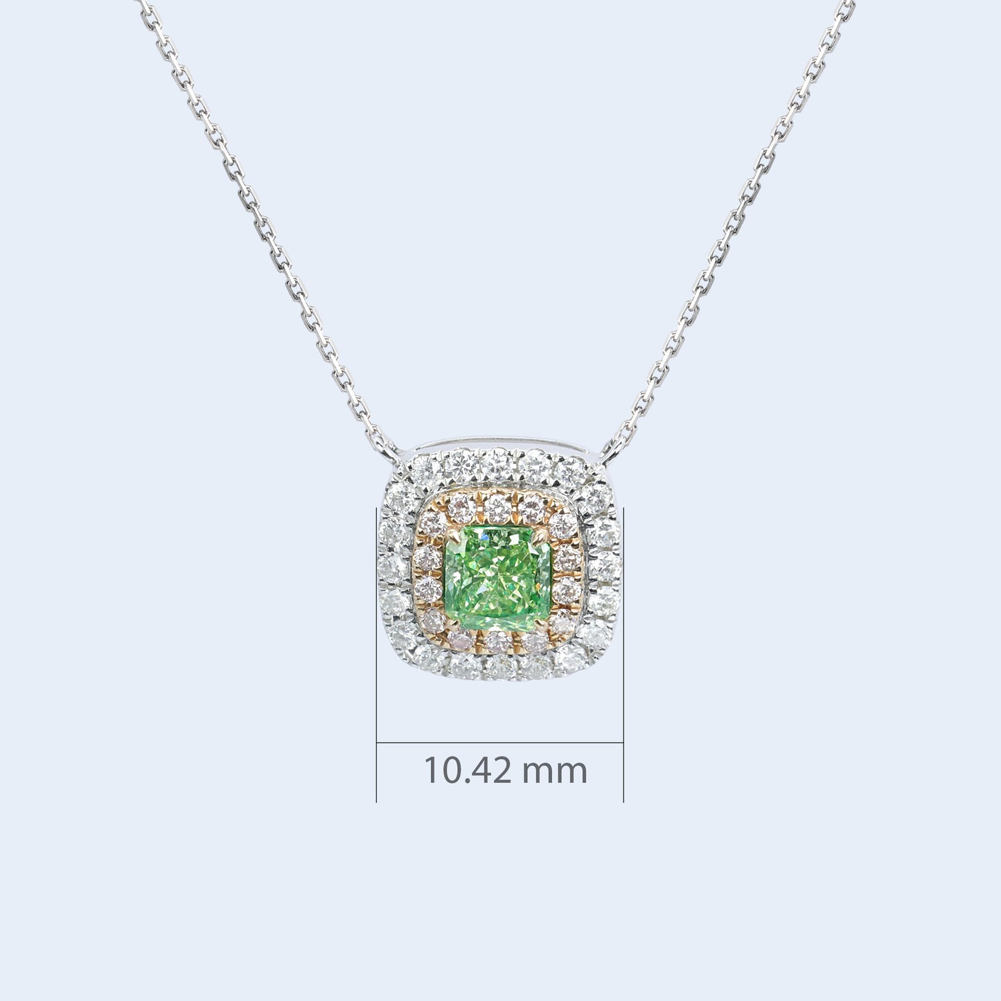 14k gold 0.82 ctw natural green diamond & diamond necklace