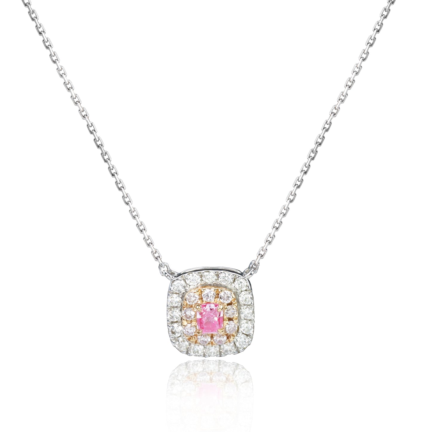 14k/18k gold 0.26 ctw fancy pink diamond & diamond necklace