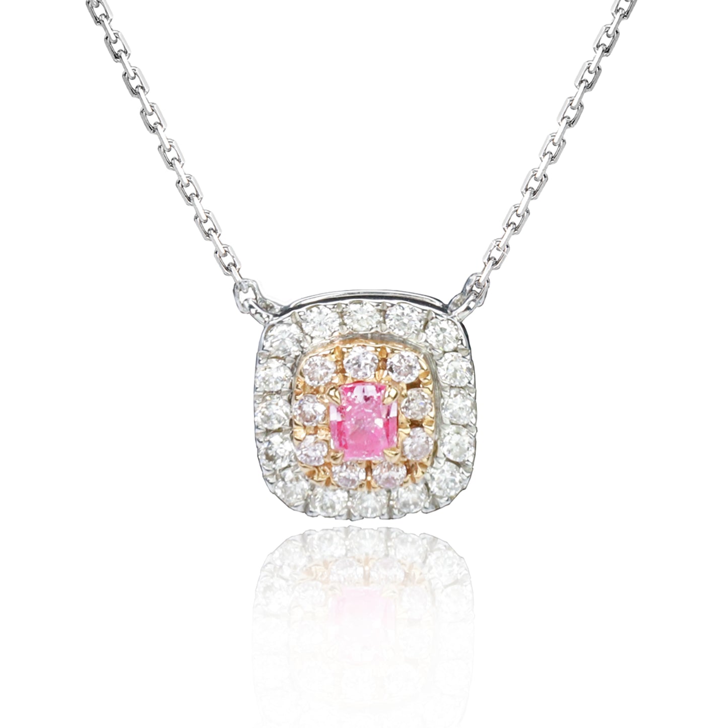 14k/18k gold 0.26 ctw fancy pink diamond & diamond necklace