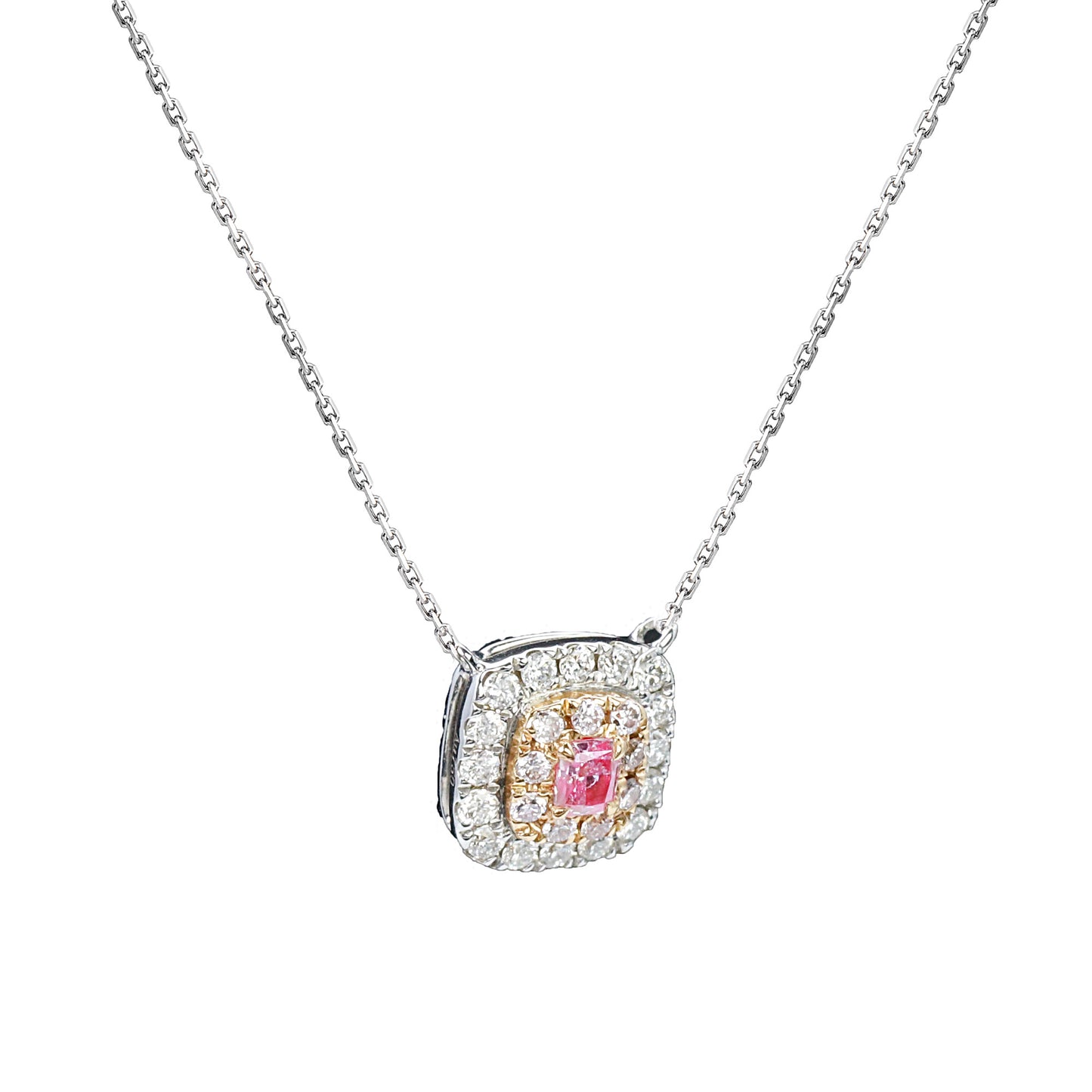 14k/18k gold 0.26 ctw fancy pink diamond & diamond necklace