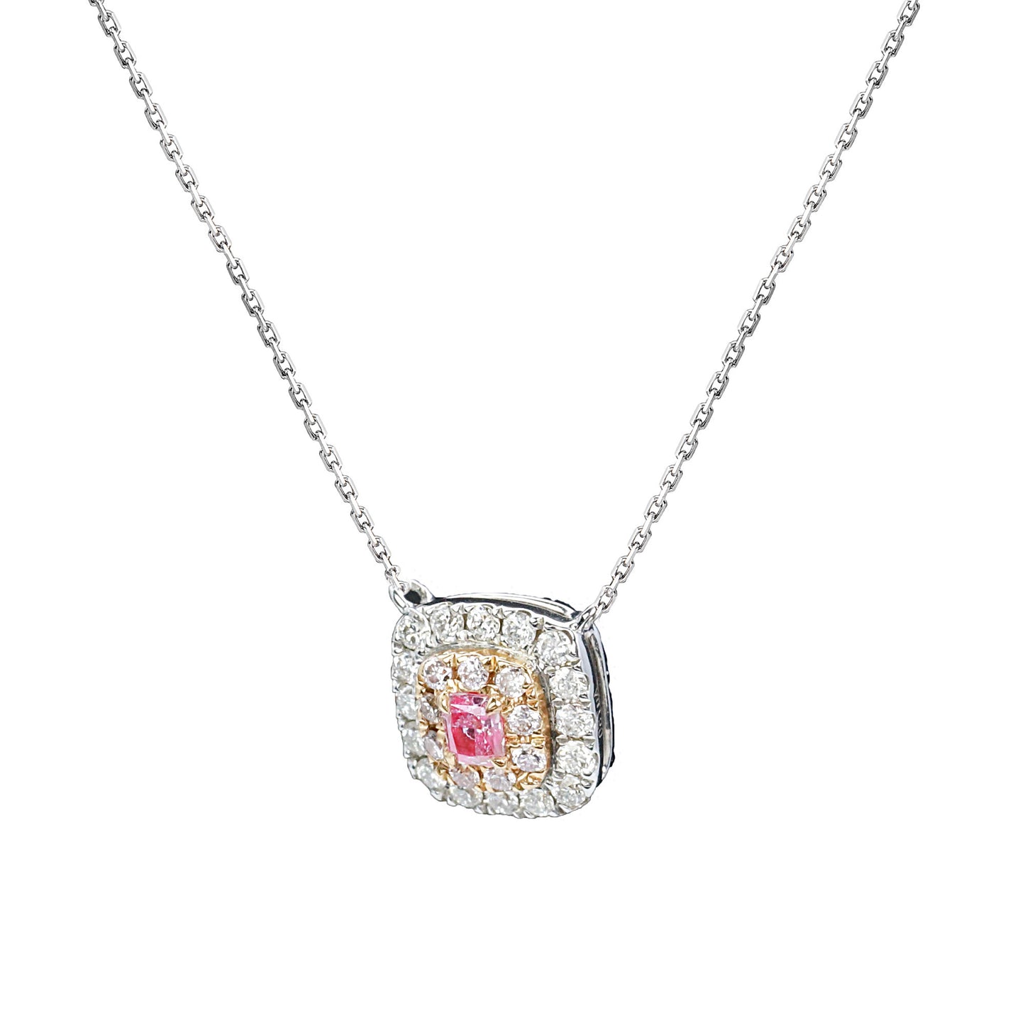 14k/18k gold 0.26 ctw fancy pink diamond & diamond necklace