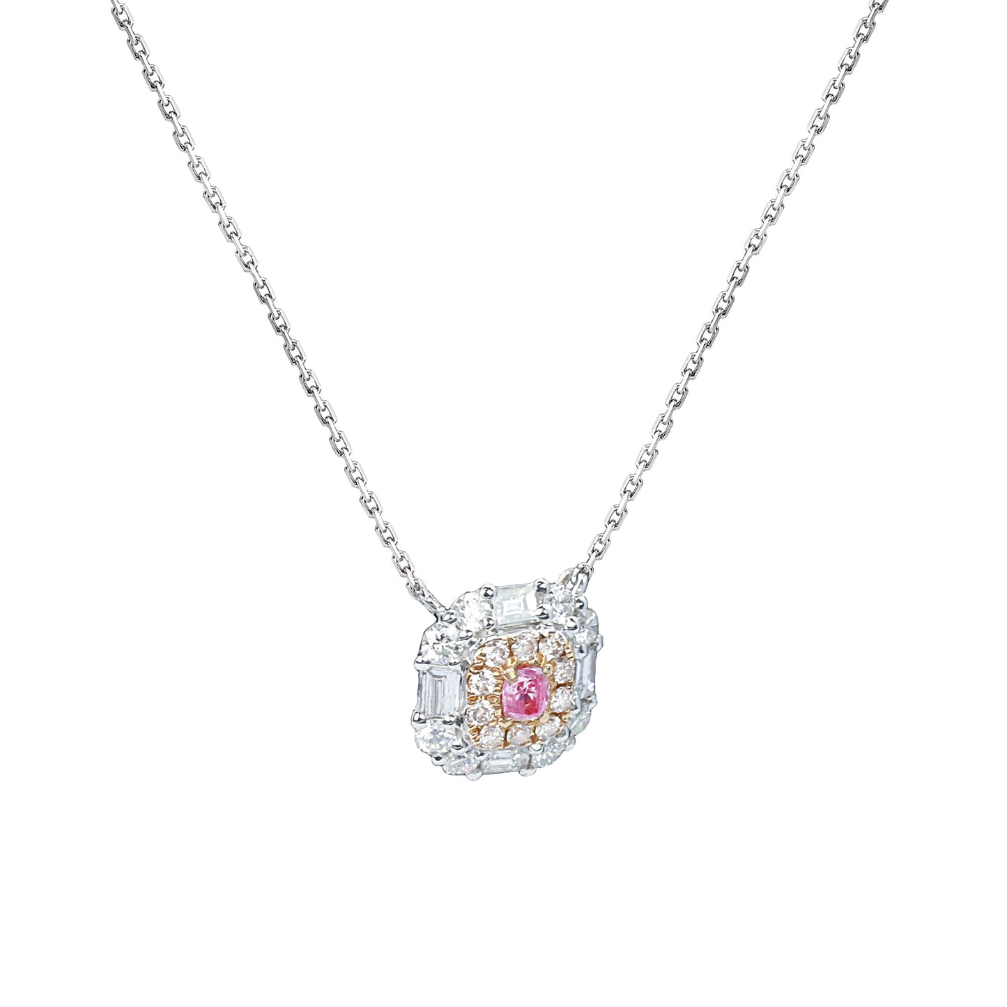 14k/18k gold 0.44 ctw fancy pink diamond & diamond necklace