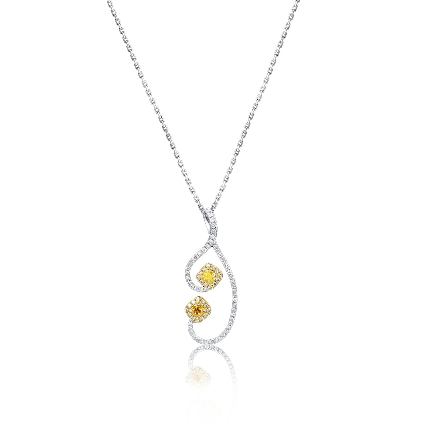 14k/18k gold 0.45 ctw fancy yellow diamond & diamond necklace