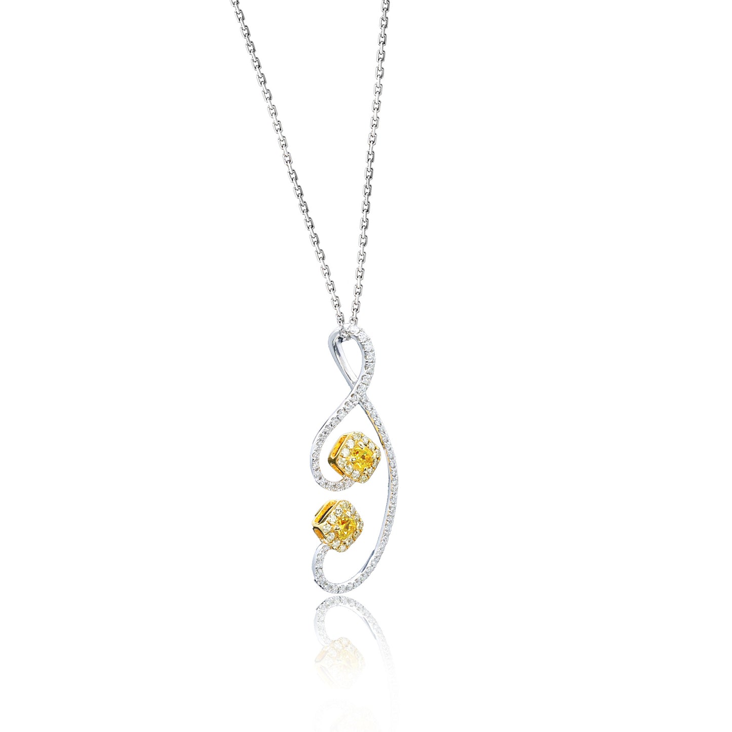 14k/18k gold 0.45 ctw fancy yellow diamond & diamond necklace