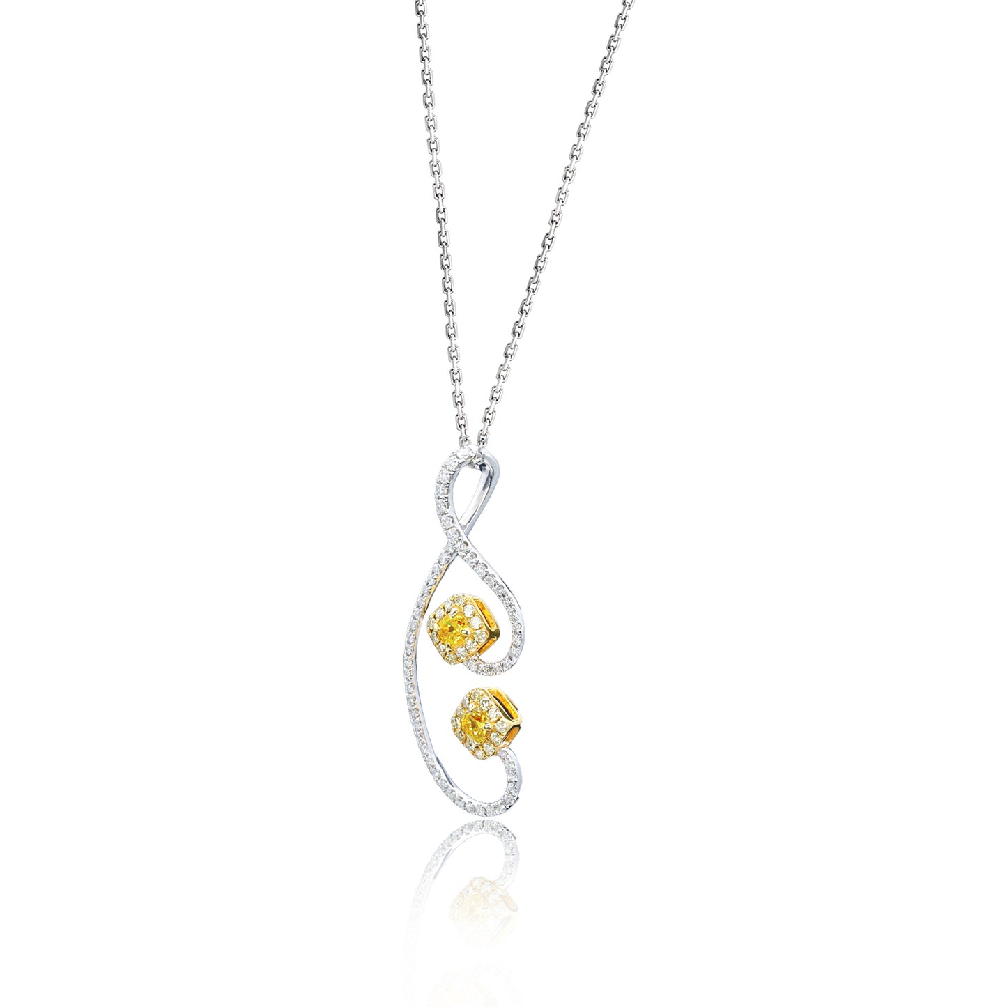 14k/18k gold 0.45 ctw fancy yellow diamond & diamond necklace