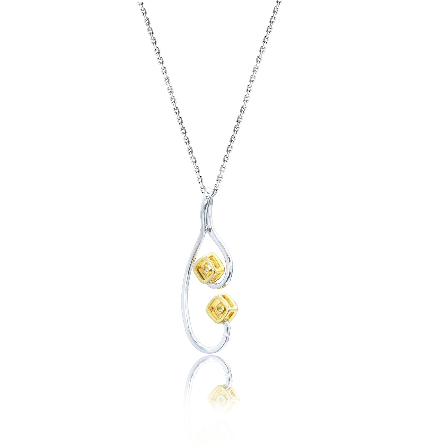 14k/18k gold 0.45 ctw fancy yellow diamond & diamond necklace