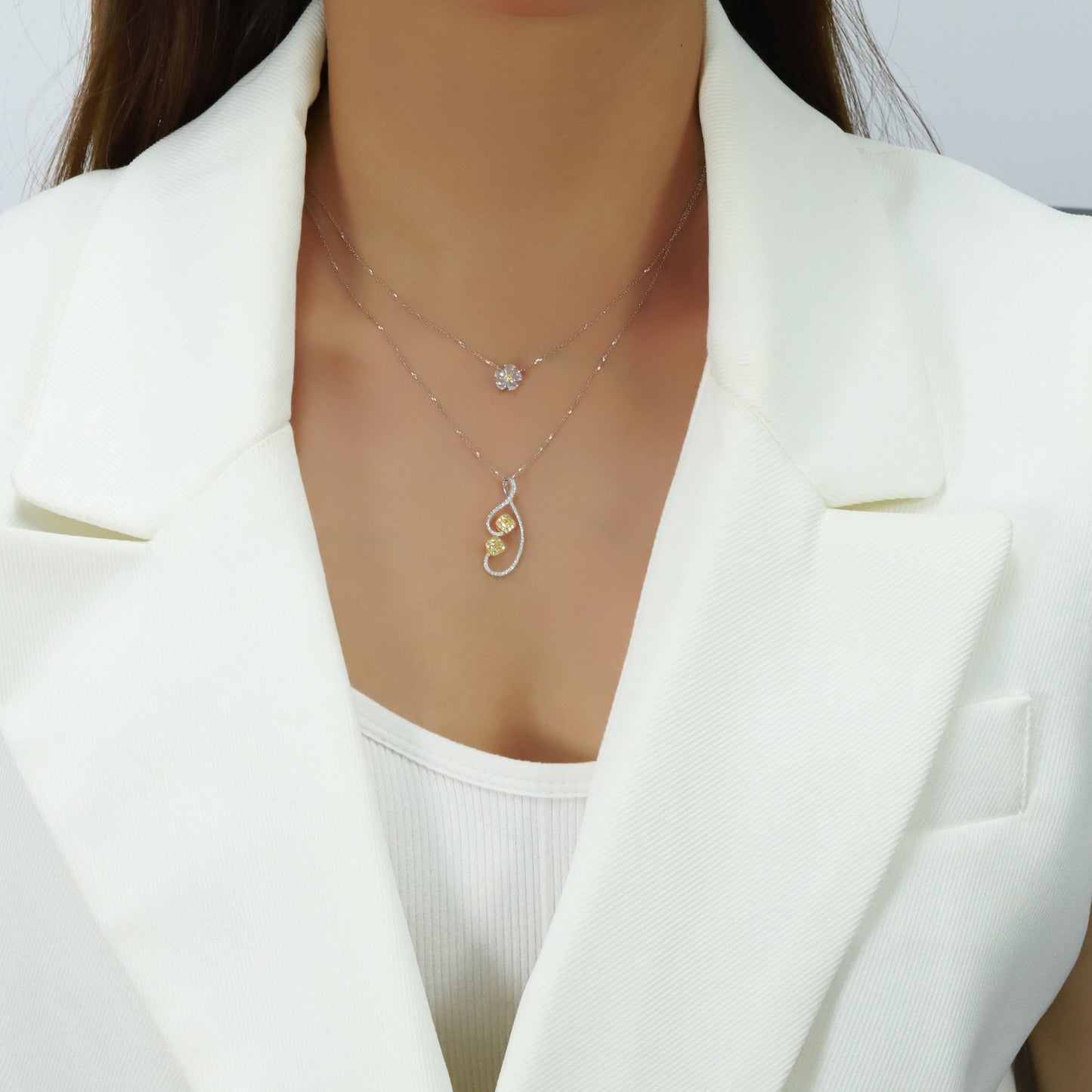14k/18k gold 0.45 ctw fancy yellow diamond & diamond necklace