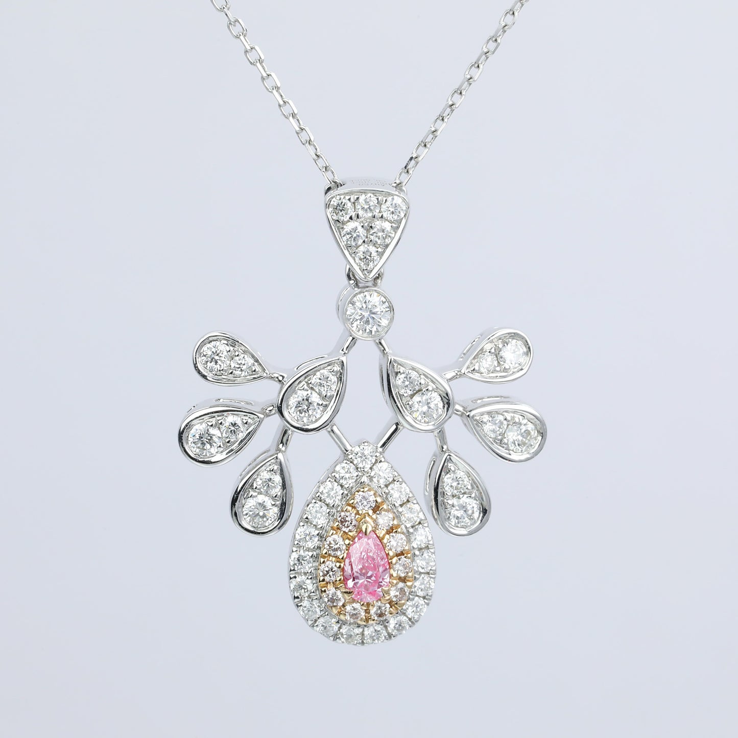14k gold 0.70 ctw natural pink diamond & diamond necklace