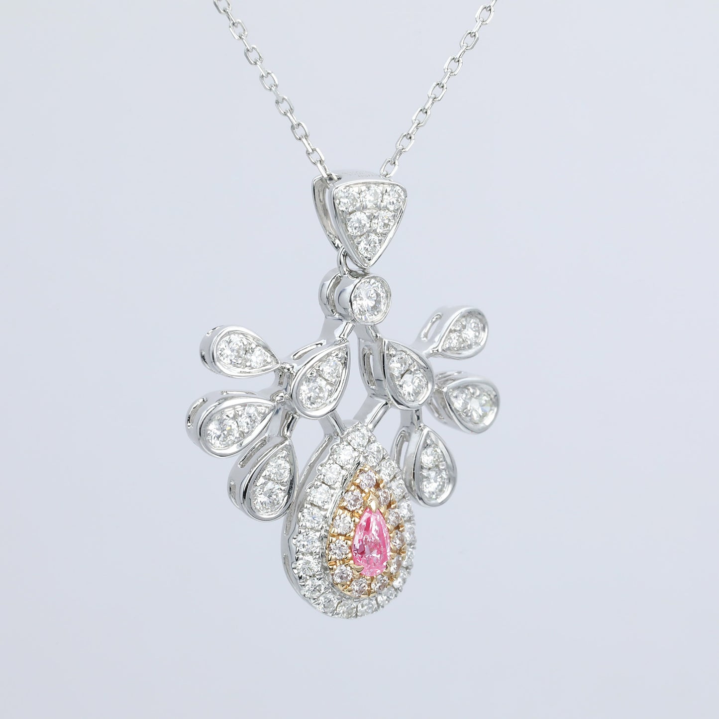 14k gold 0.70 ctw natural pink diamond & diamond necklace