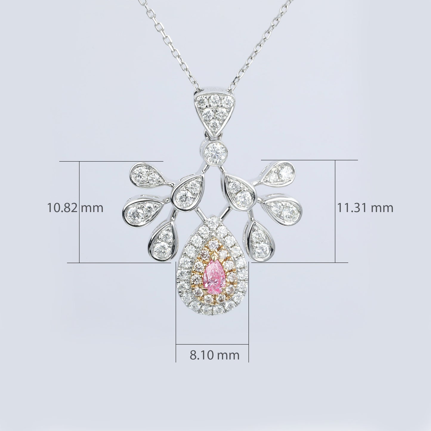 14k gold 0.70 ctw natural pink diamond & diamond necklace
