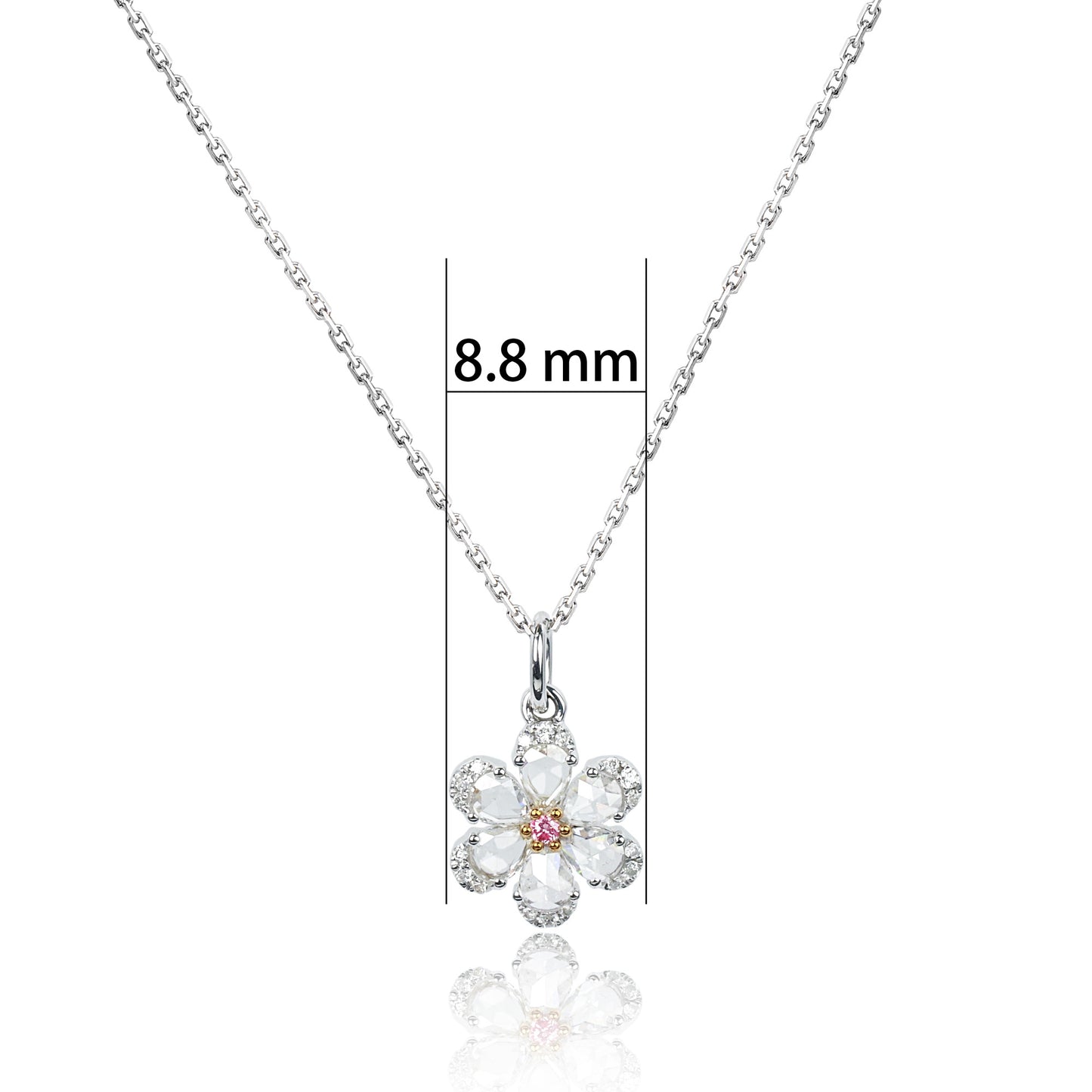 14/18k gold 0.33 ctw fancy pink diamond & diamond necklace
