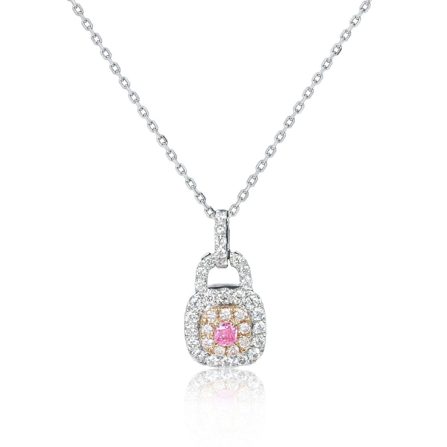 14k/18k gold 0.39 ctw fancy pink diamond & diamond necklace