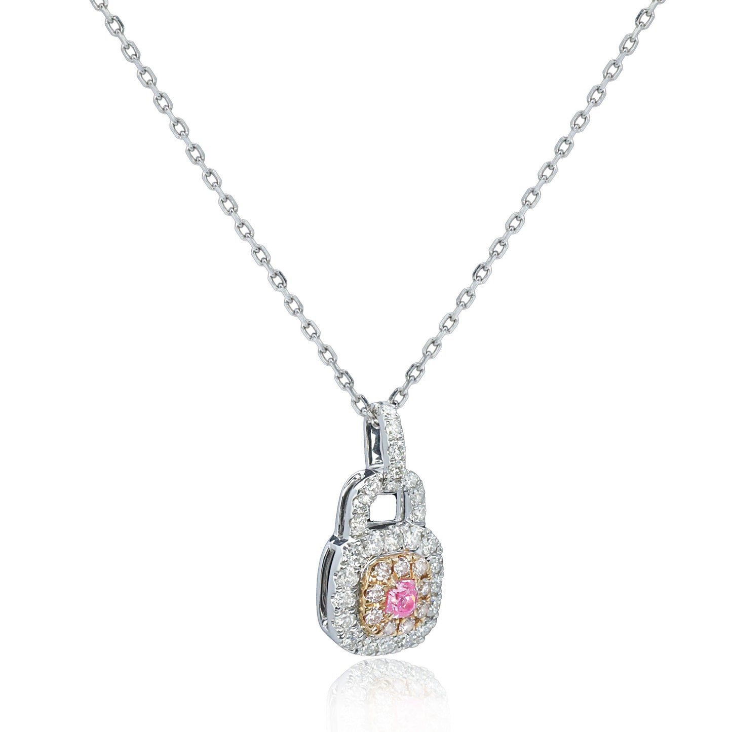 14k/18k gold 0.39 ctw fancy pink diamond & diamond necklace