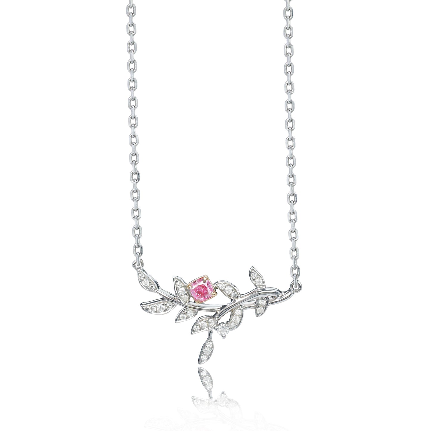 14k/18k gold 0.2 ctw fancy pink diamond & diamond necklace