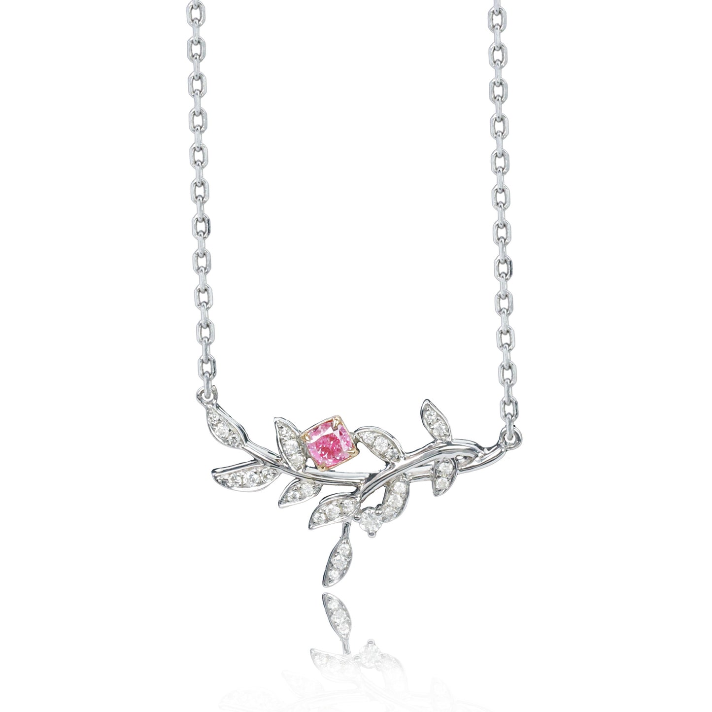 14k/18k gold 0.2 ctw fancy pink diamond & diamond necklace