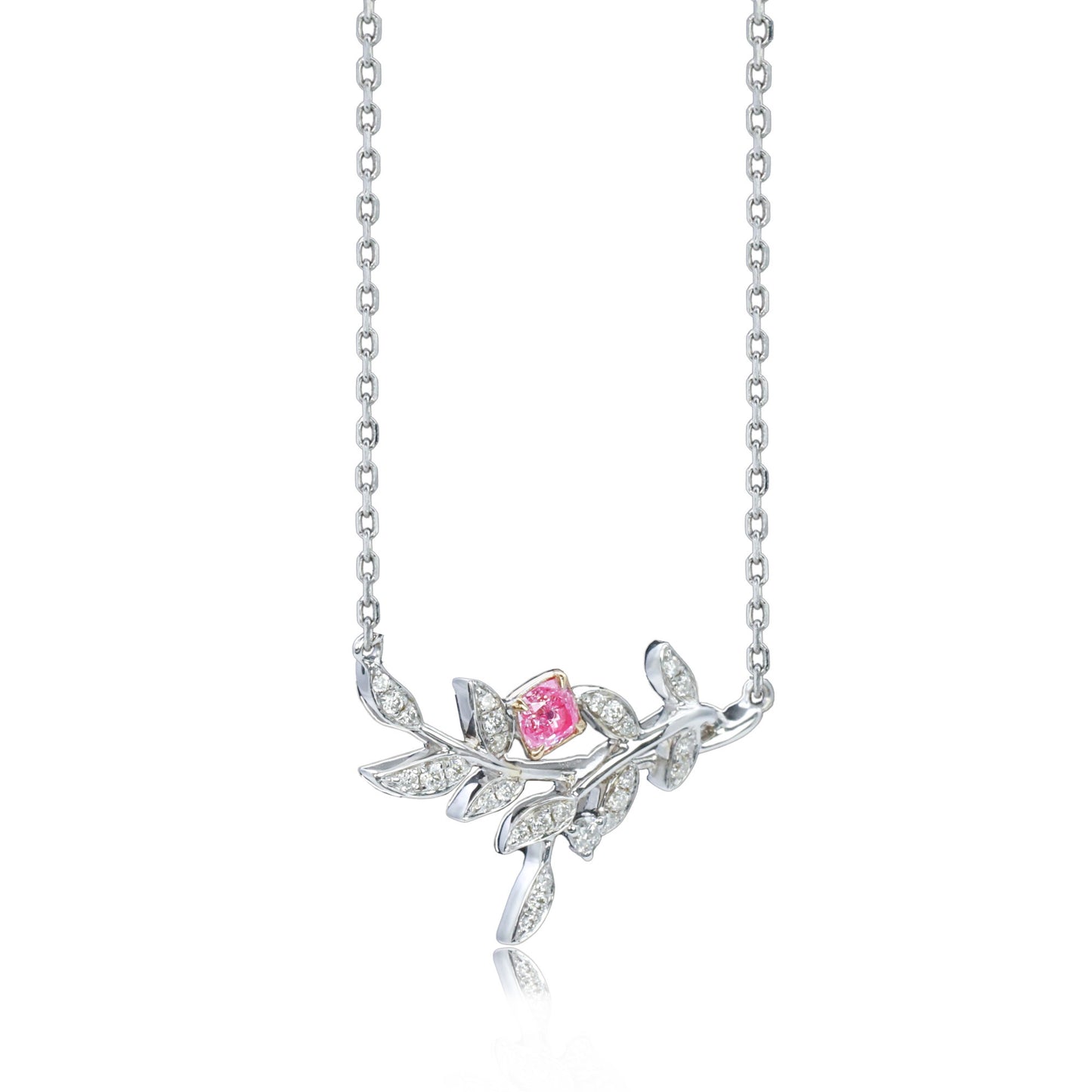 14k/18k gold 0.2 ctw fancy pink diamond & diamond necklace