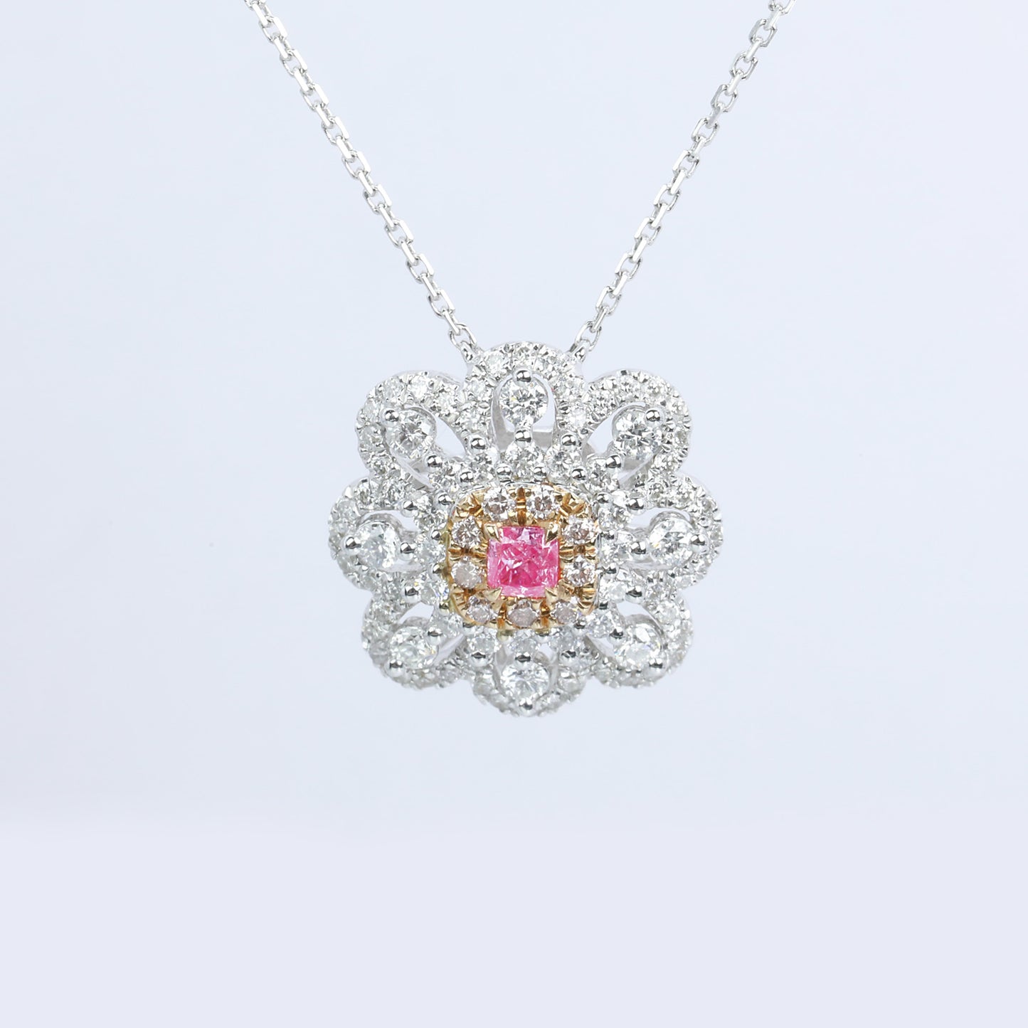14k gold 0.67 ctw natural pink diamond & diamond necklace