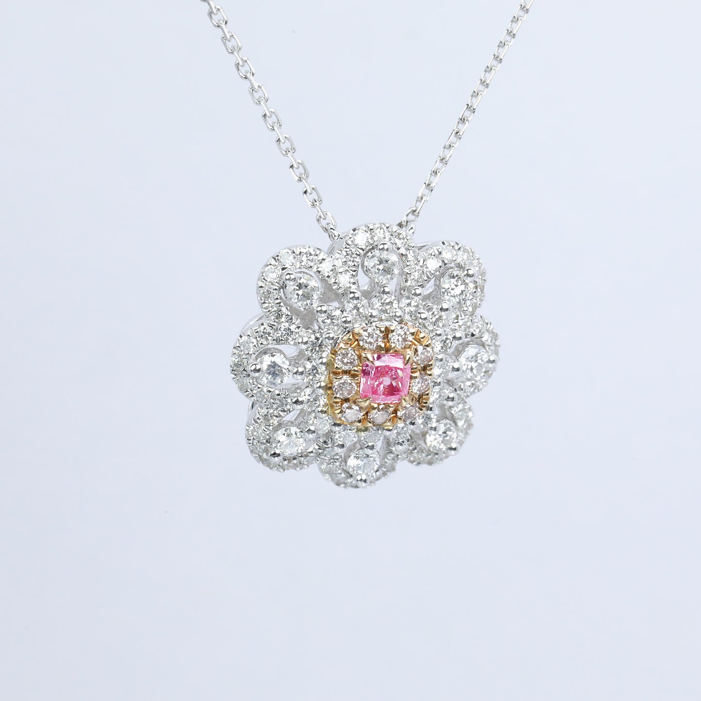 14k gold 0.67 ctw natural pink diamond & diamond necklace