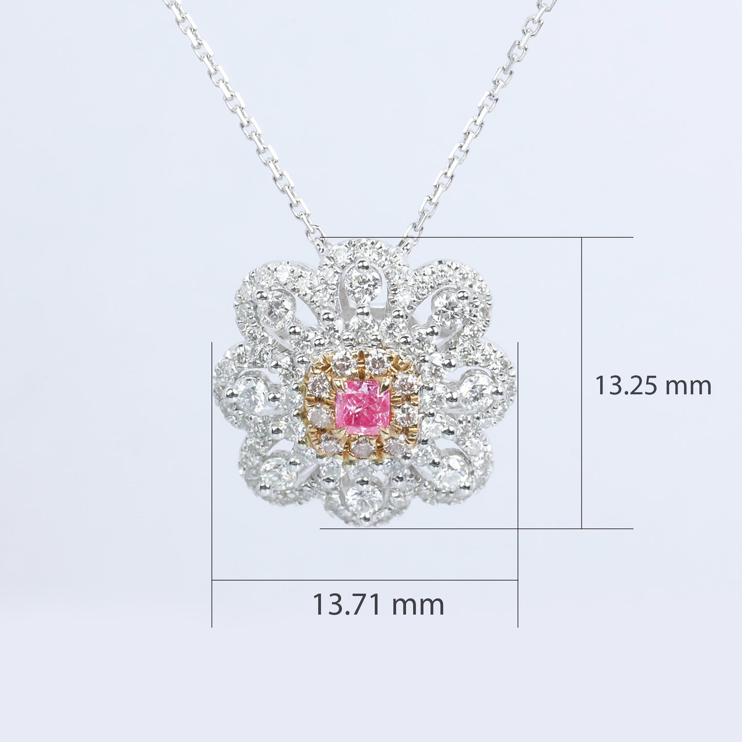 14k gold 0.67 ctw natural pink diamond & diamond necklace