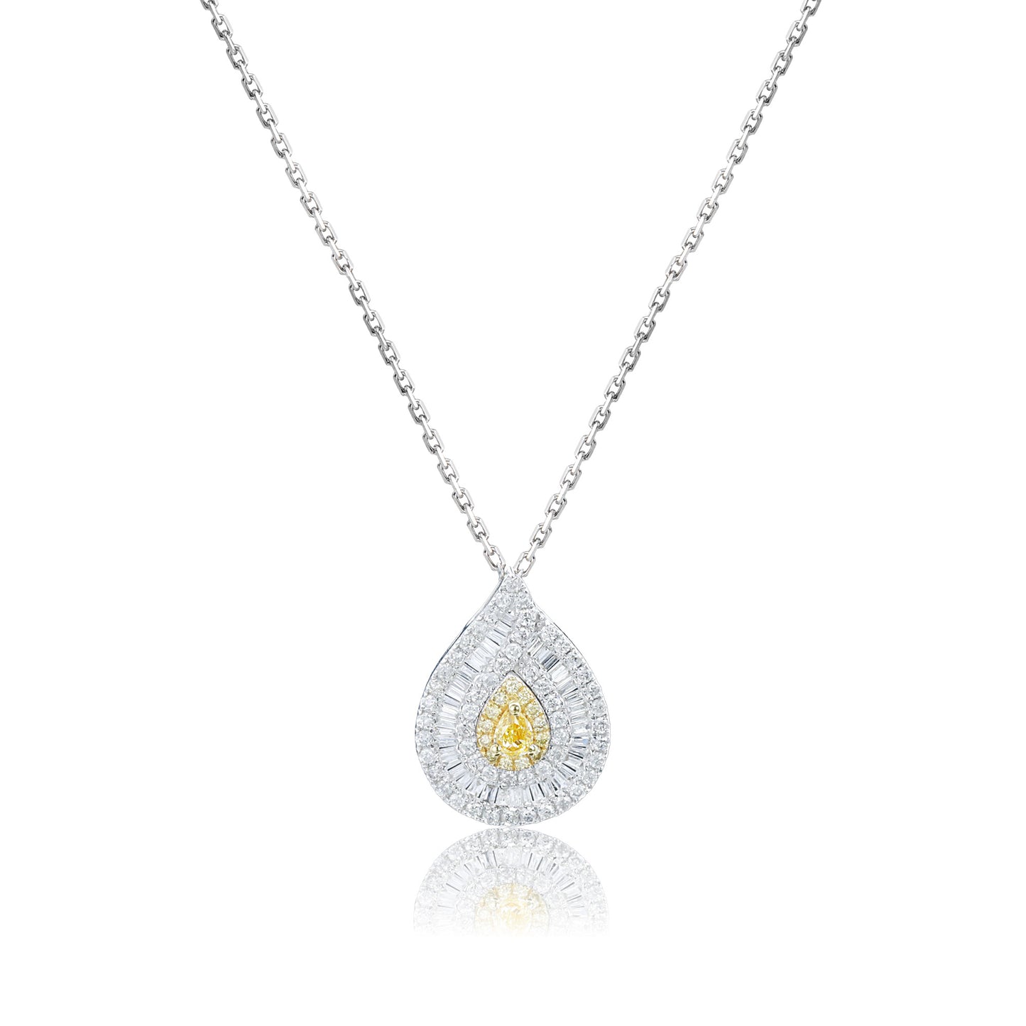 14k/18k white gold 0.67 ctw fancy yellow diamond & diamond necklace