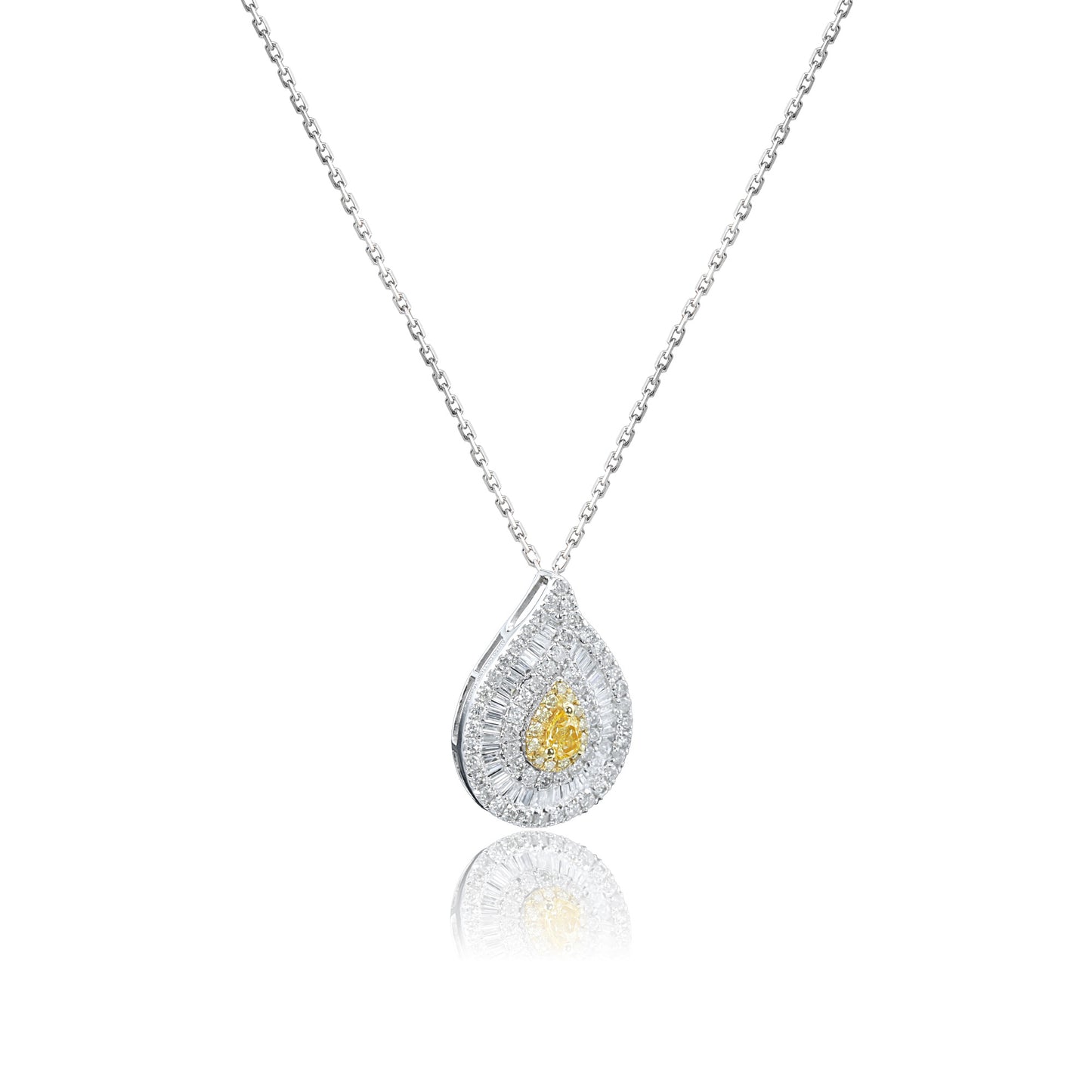 14k/18k white gold 0.67 ctw fancy yellow diamond & diamond necklace