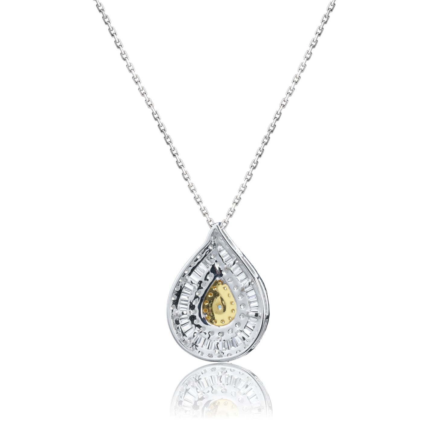 14k/18k white gold 0.67 ctw fancy yellow diamond & diamond necklace