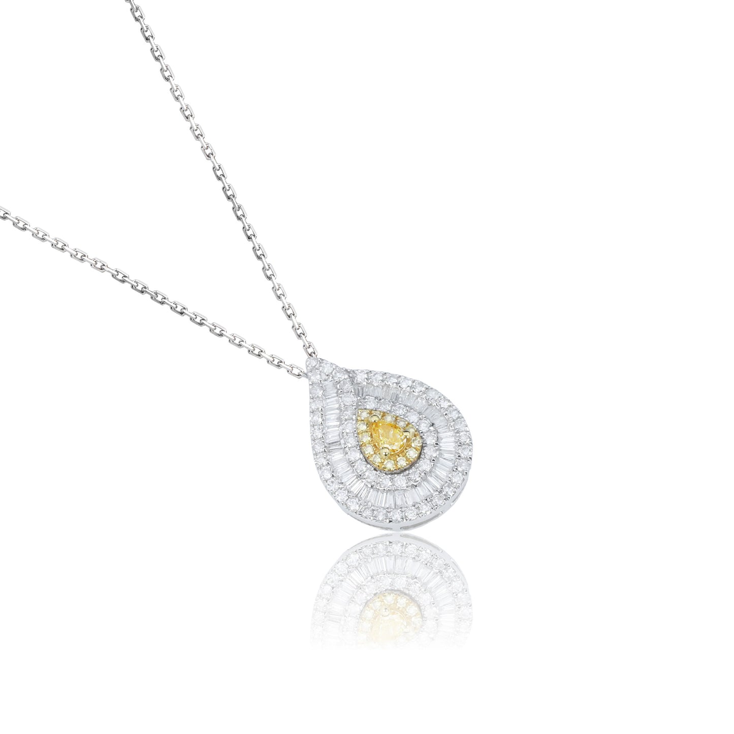 14k/18k white gold 0.67 ctw fancy yellow diamond & diamond necklace