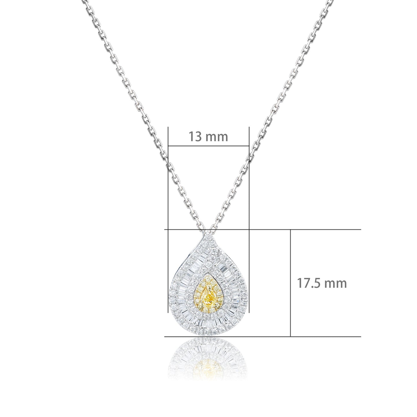14k/18k white gold 0.67 ctw fancy yellow diamond & diamond necklace