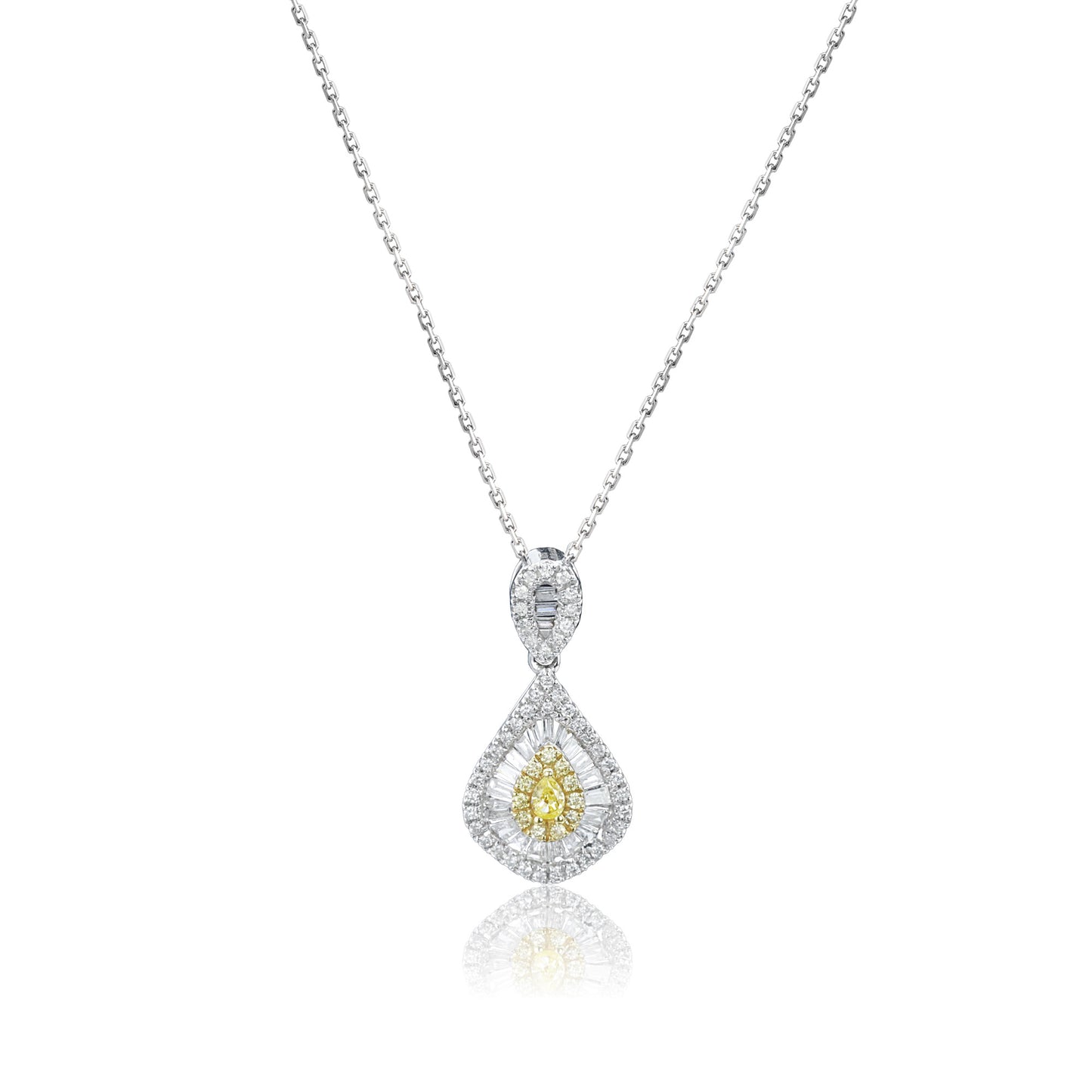 14k/18k white gold 0.41 ctw yellow diamond & diamond necklace