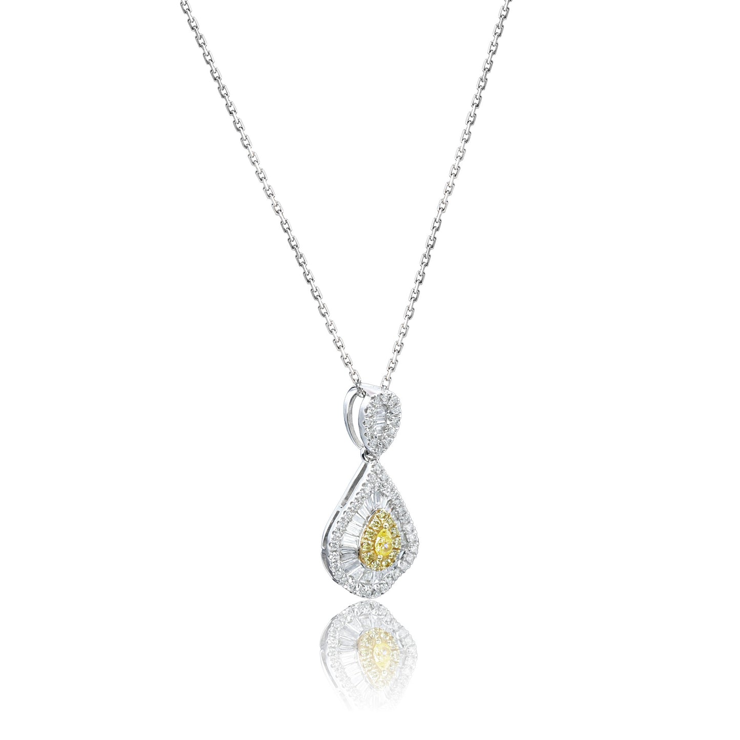 14k/18k white gold 0.41 ctw yellow diamond & diamond necklace
