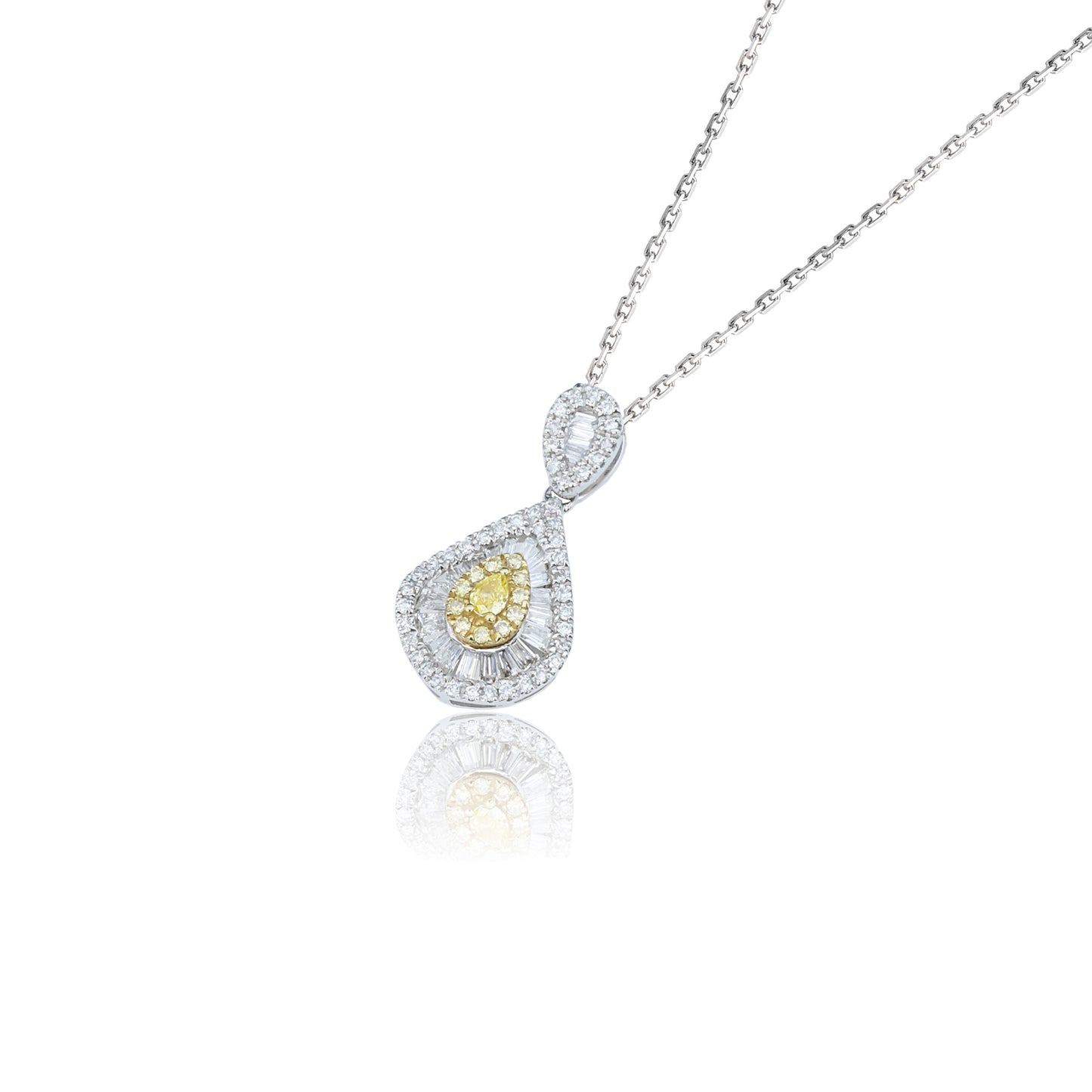 14k/18k white gold 0.41 ctw yellow diamond & diamond necklace