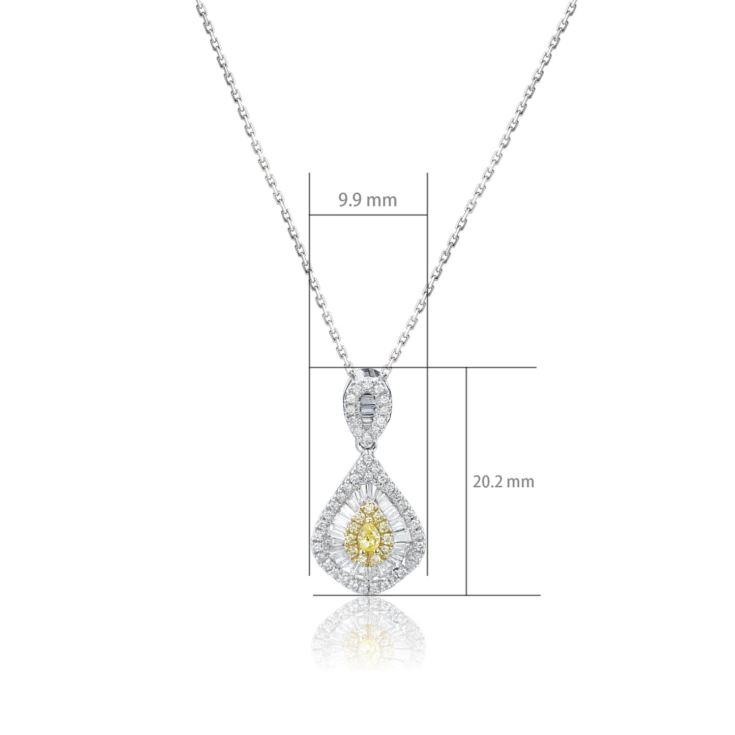 14k/18k white gold 0.41 ctw yellow diamond & diamond necklace
