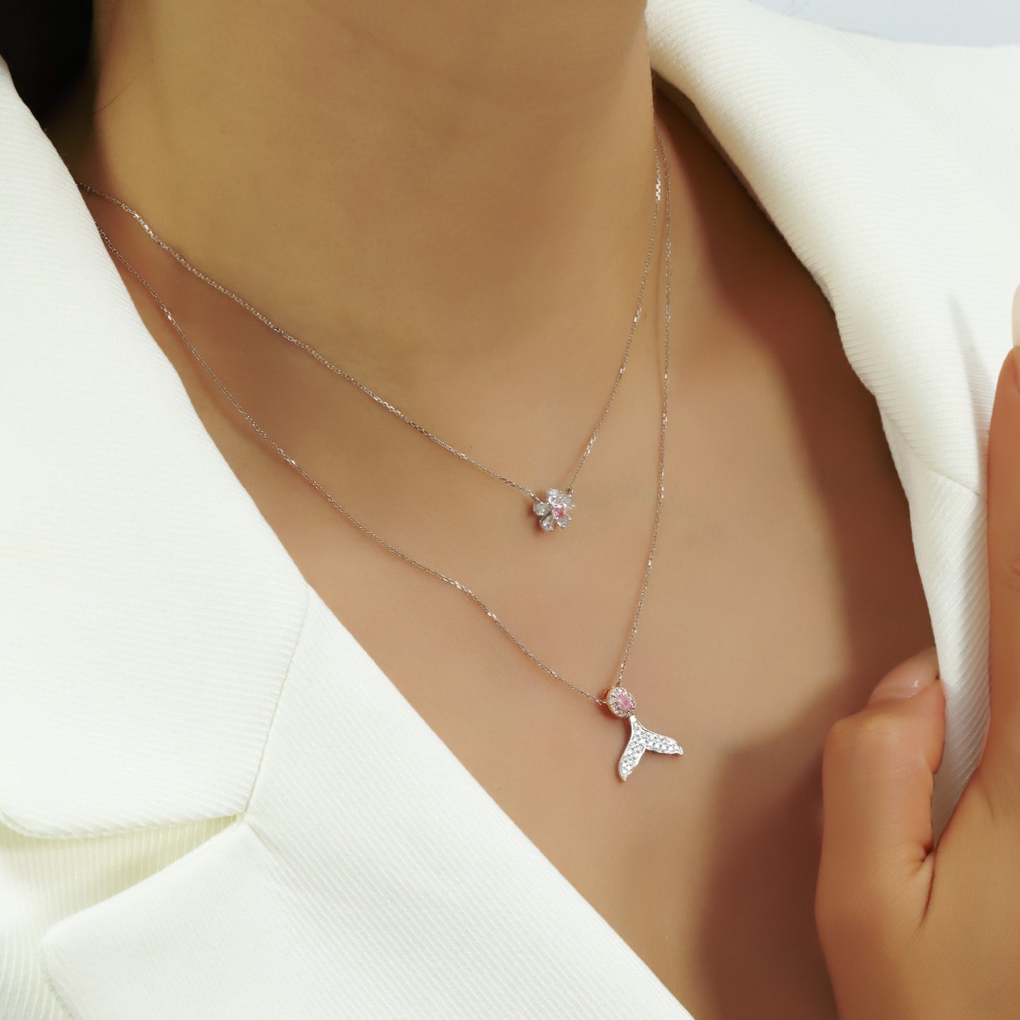 14k/18k gold 0.29 ctw fancy pink diamond & diamond necklace