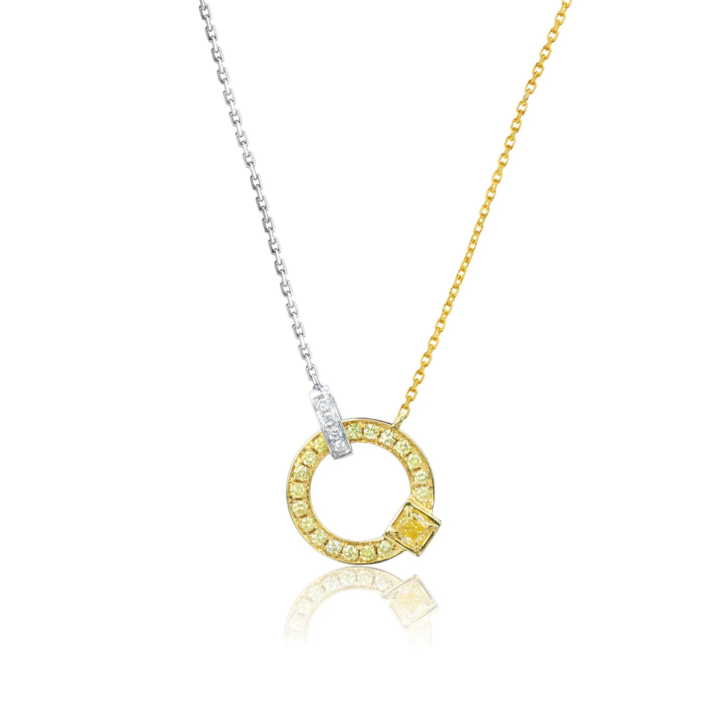 14k/18k gold 0.27 ctw yellow diamond & diamond necklace