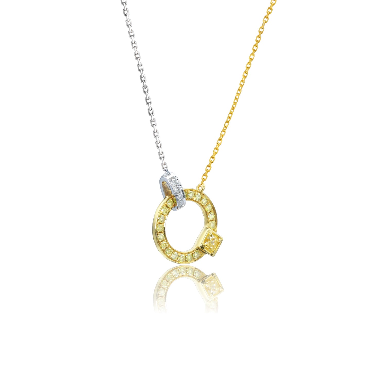 14k/18k gold 0.27 ctw yellow diamond & diamond necklace