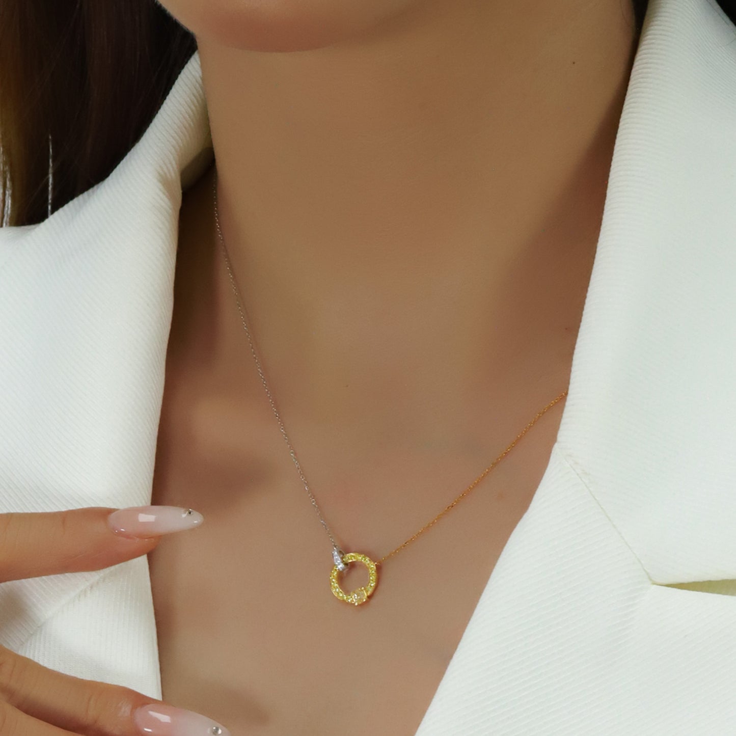 14k/18k gold 0.27 ctw yellow diamond & diamond necklace