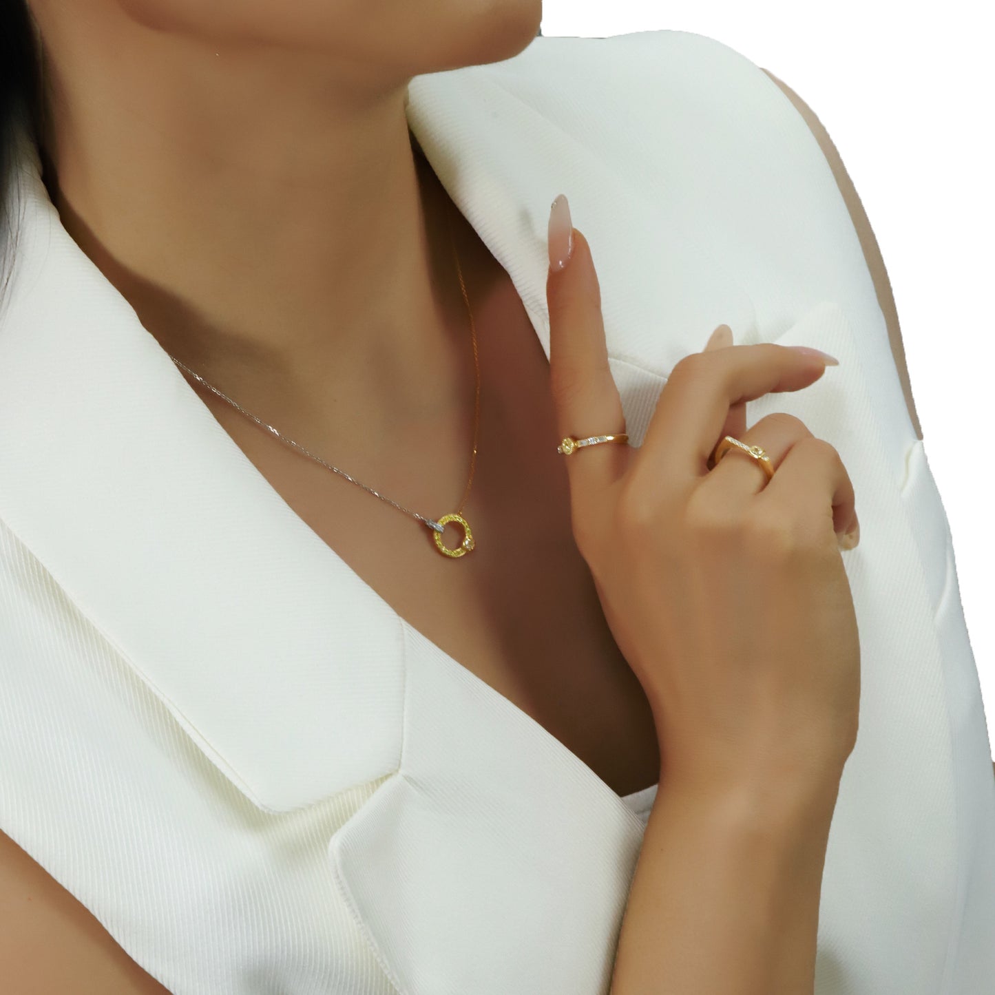 14k/18k gold 0.27 ctw yellow diamond & diamond necklace