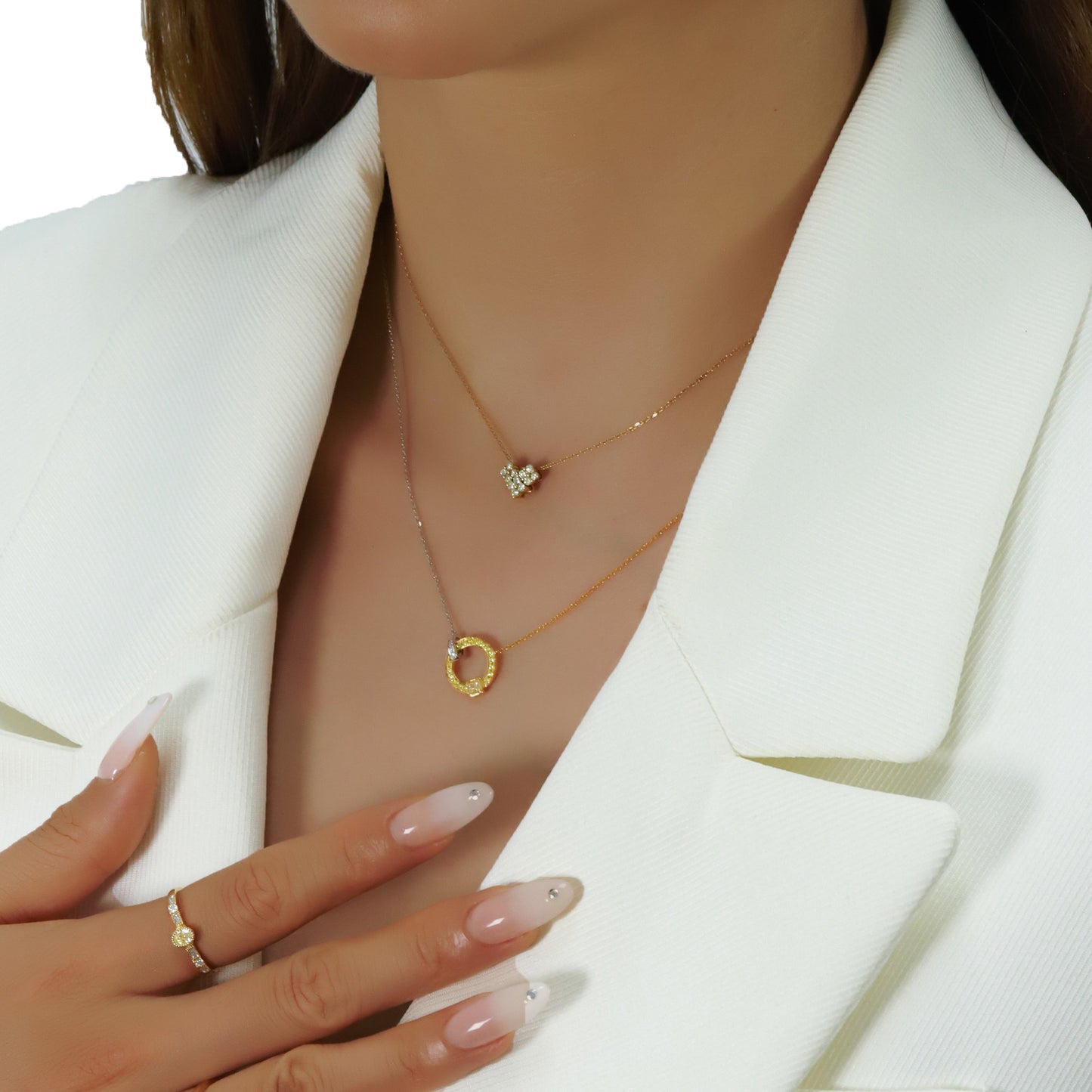 14k/18k gold 0.27 ctw yellow diamond & diamond necklace
