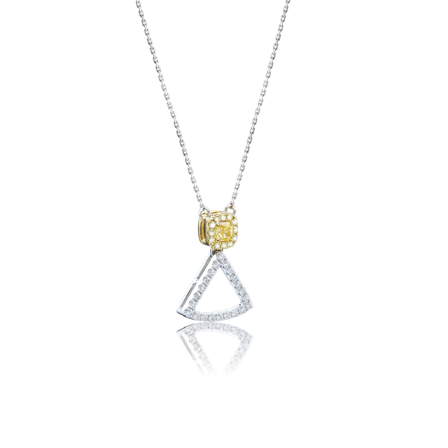 14k/18k white gold 0.33 ctw yellow diamond & diamond necklace