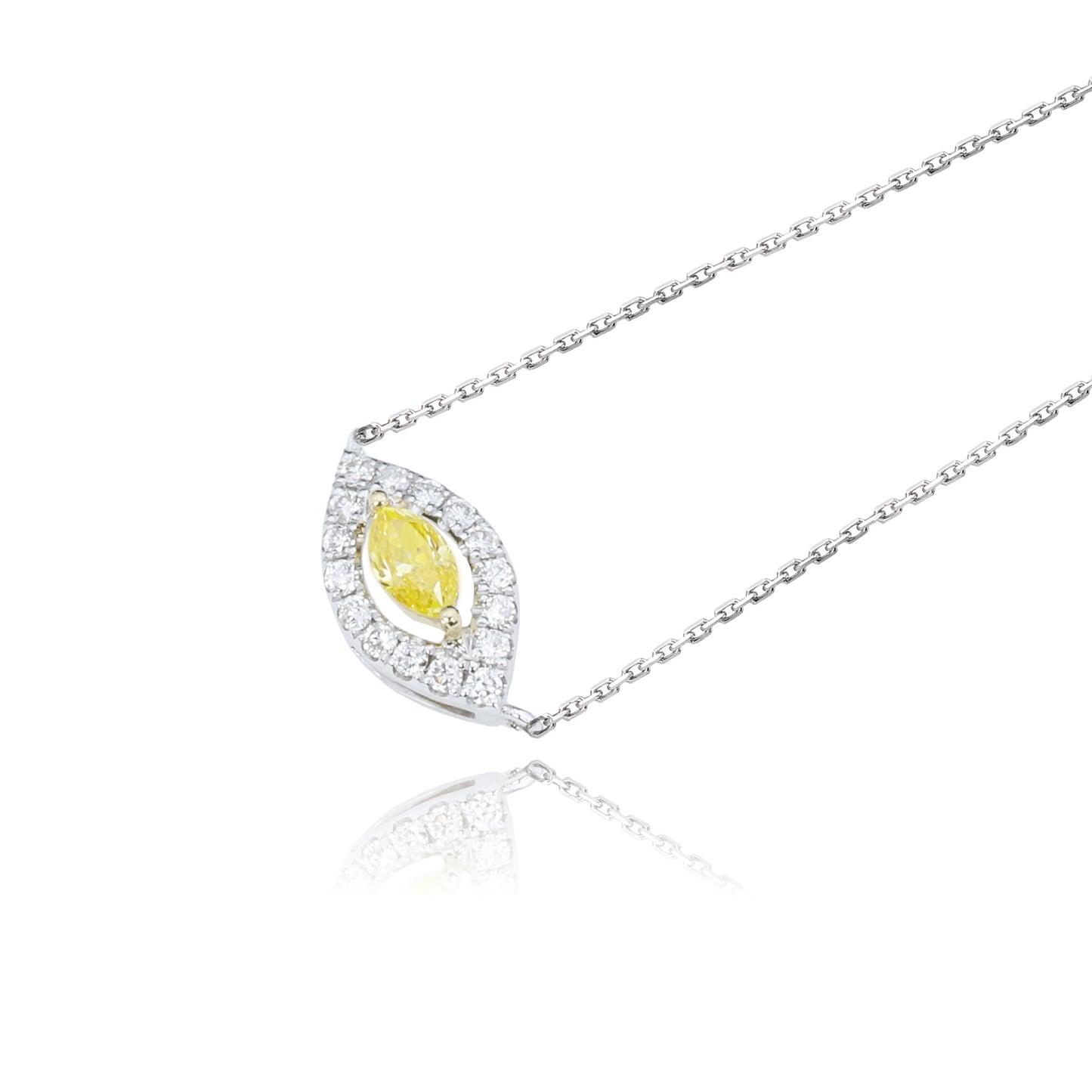 14k/18k white gold 0.25 ctw fancy yellow diamond & diamond necklace