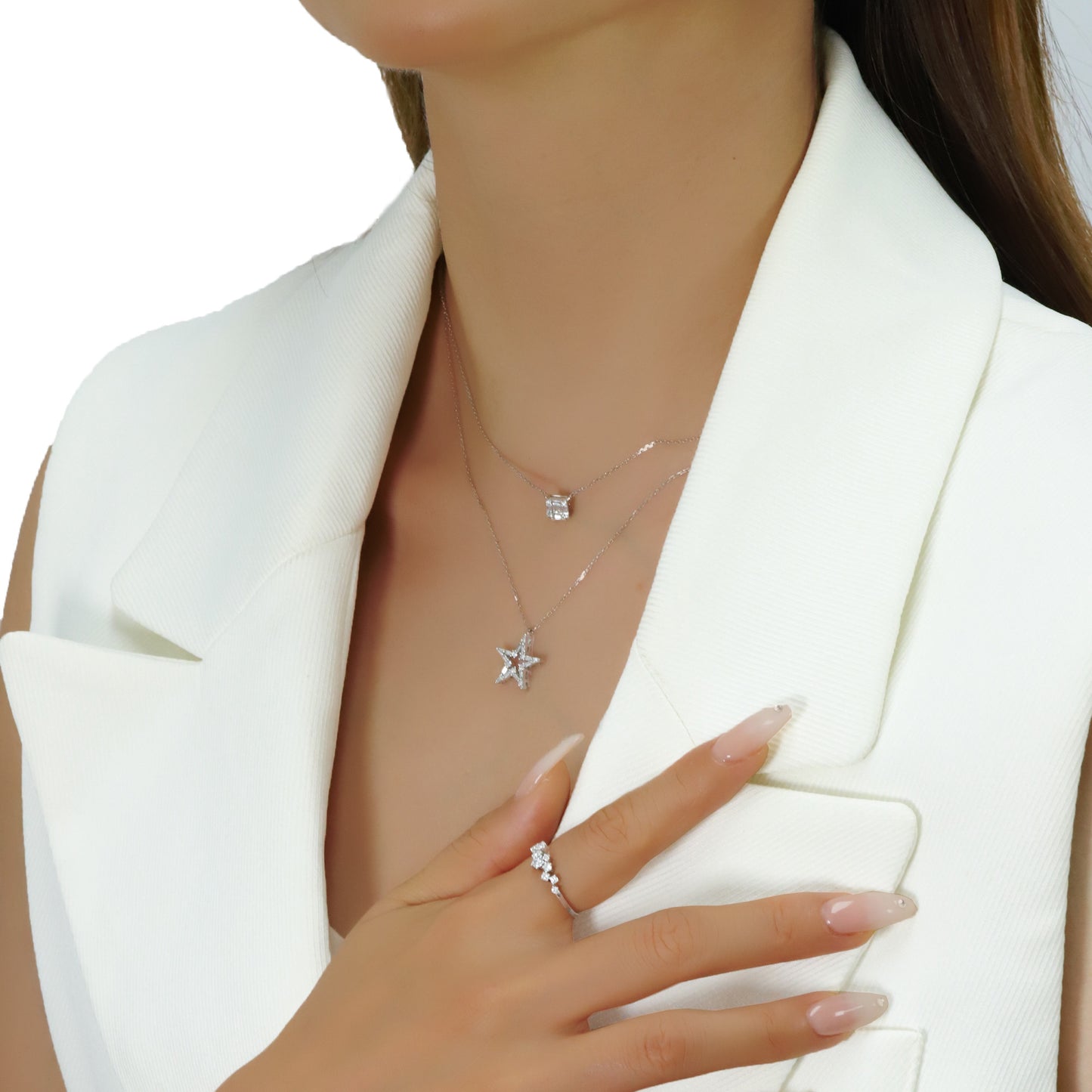 14k/18k white gold 0.27 ctw natural h vs diamond necklace