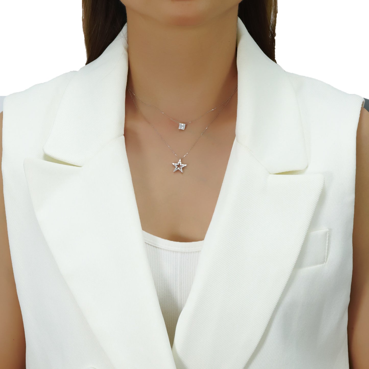 14k/18k white gold 0.27 ctw natural h vs diamond necklace
