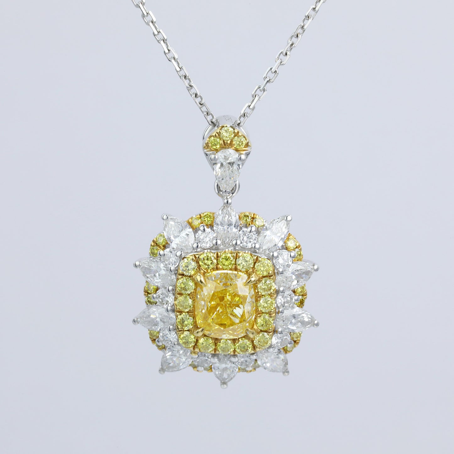 14k/18k gold 2.25 ctw natural yellow diamond & diamond necklace