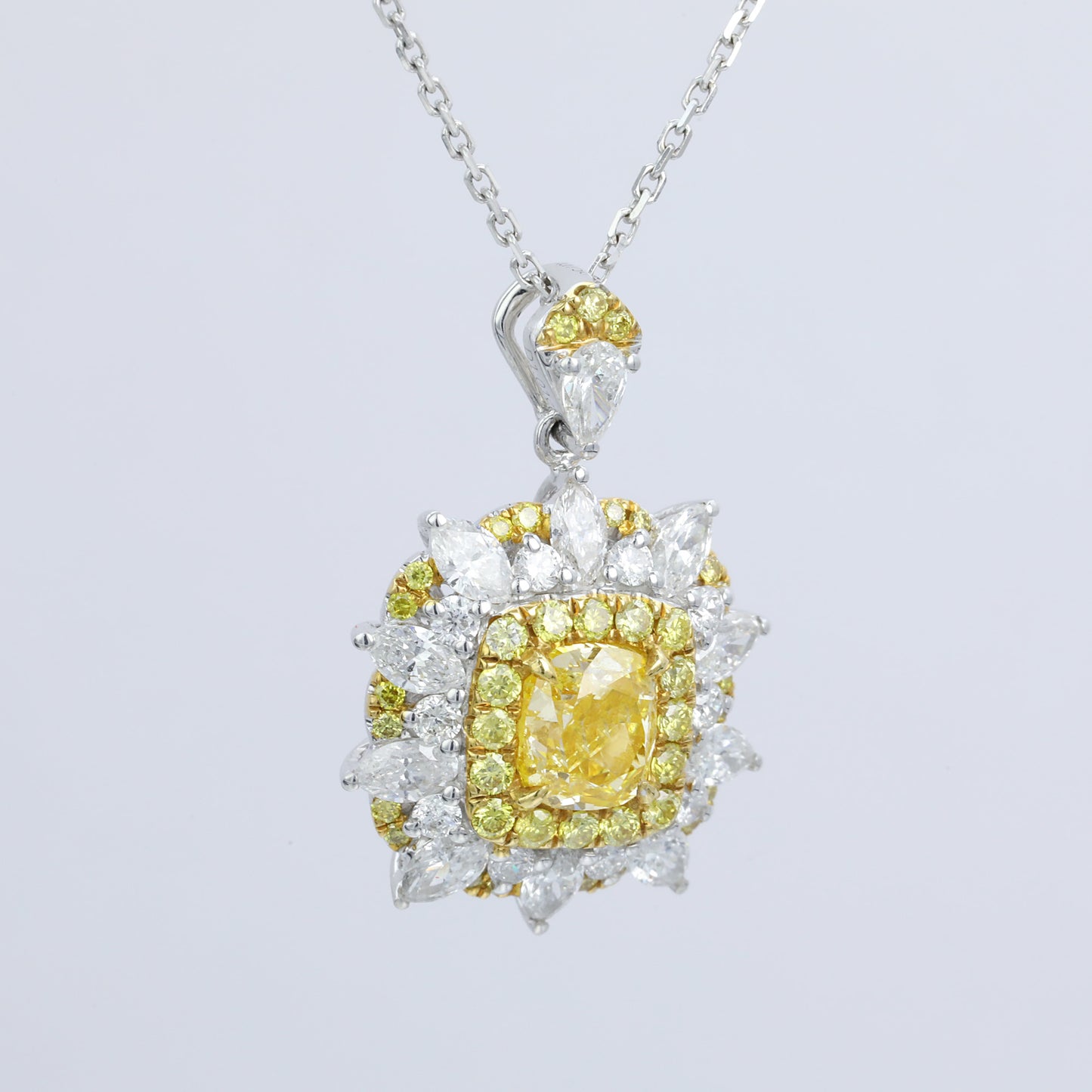 14k/18k gold 2.25 ctw natural yellow diamond & diamond necklace